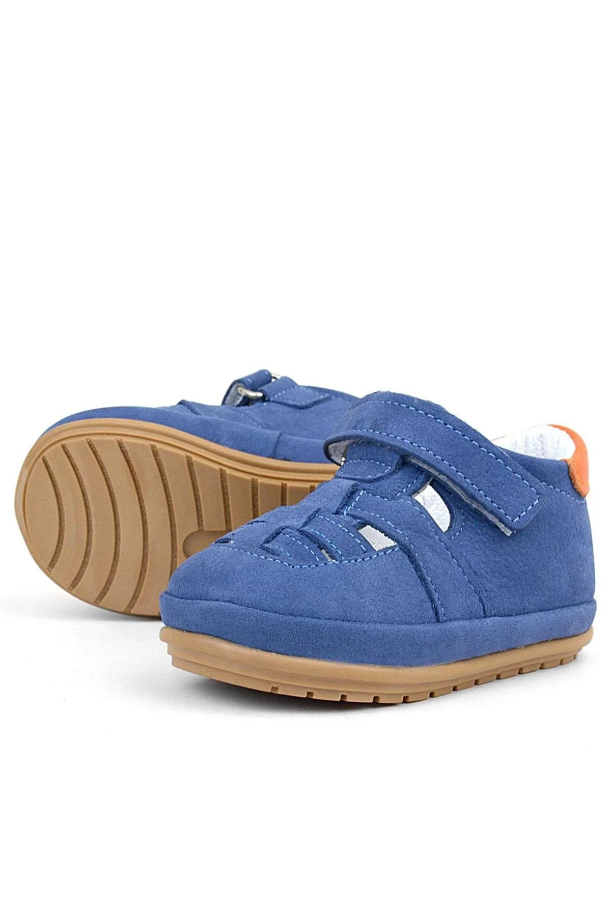 Rakerplus Muppet Hakiki Deri Lacivert Cırtlı Anatomik Bebek Sandalet Ayakkabı