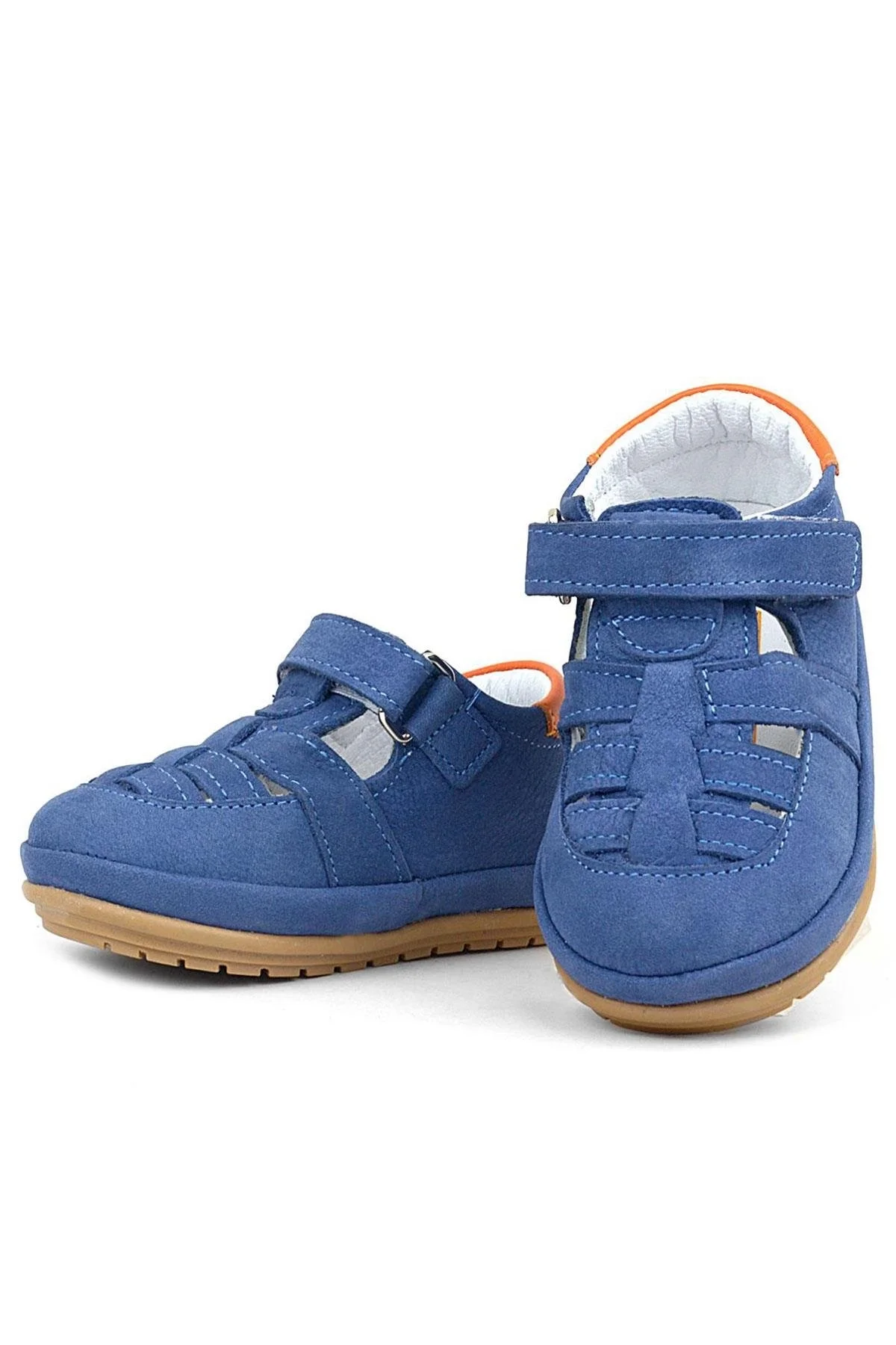 Rakerplus Muppet Hakiki Deri Lacivert Cırtlı Anatomik Bebek Sandalet Ayakkabı