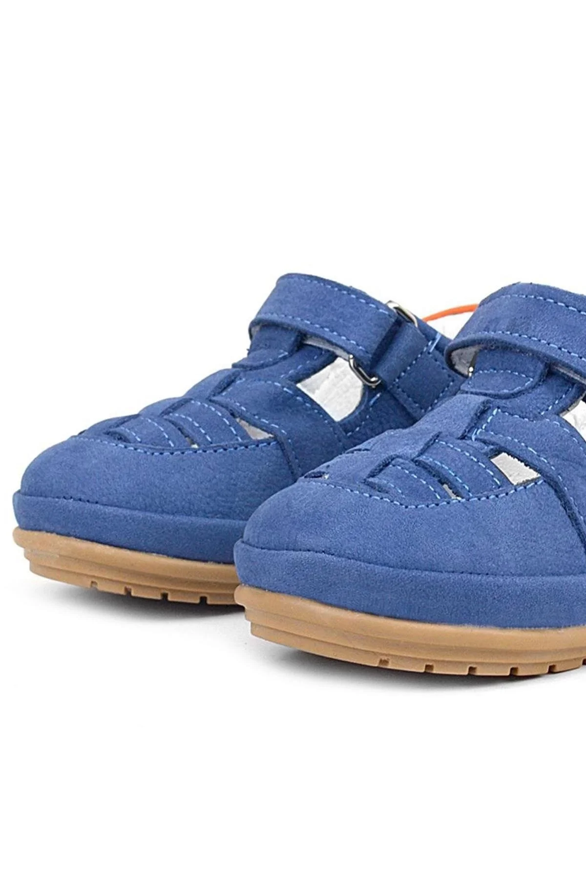 Rakerplus Muppet Hakiki Deri Lacivert Cırtlı Anatomik Bebek Sandalet Ayakkabı