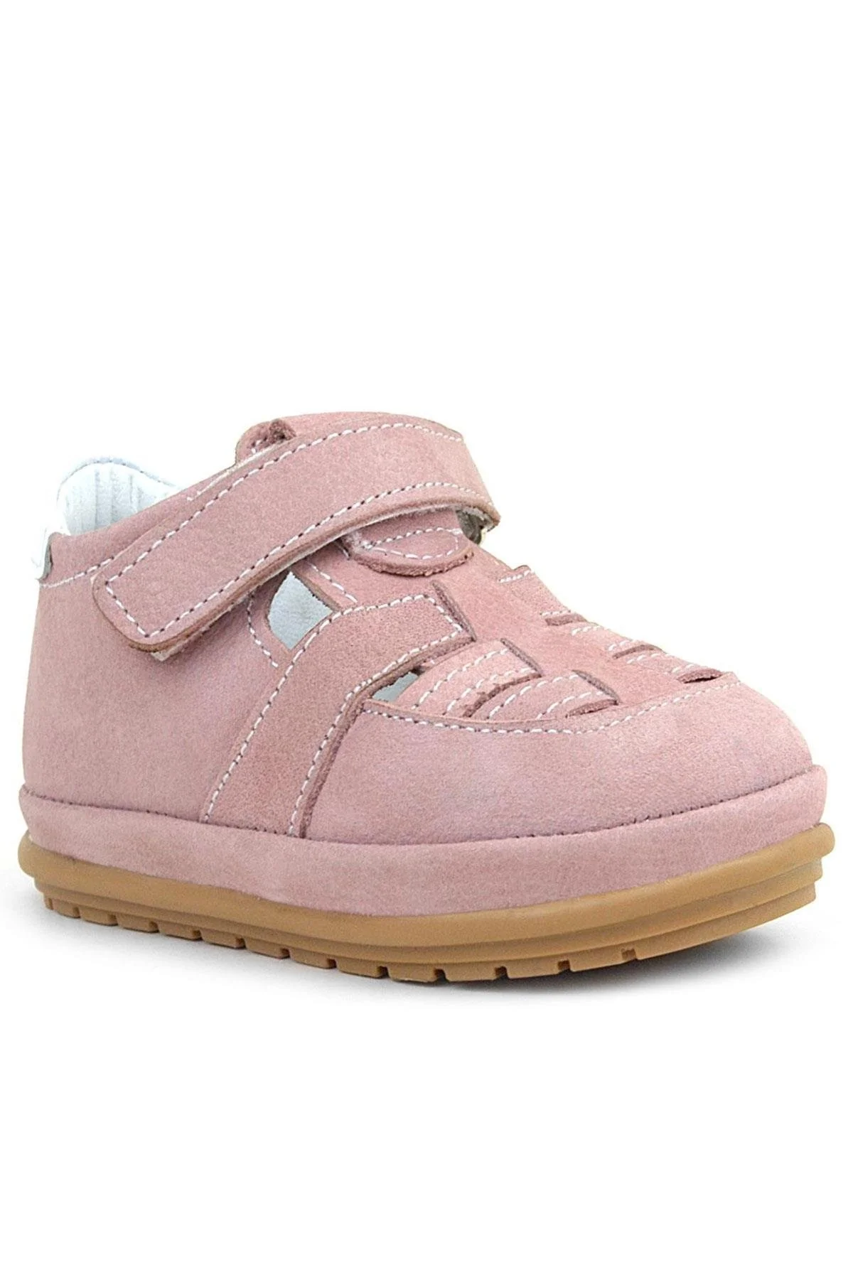 Rakerplus Muppet Hakiki Deri Pudra Cırtlı Anatomik Bebek Sandalet Ayakkabı