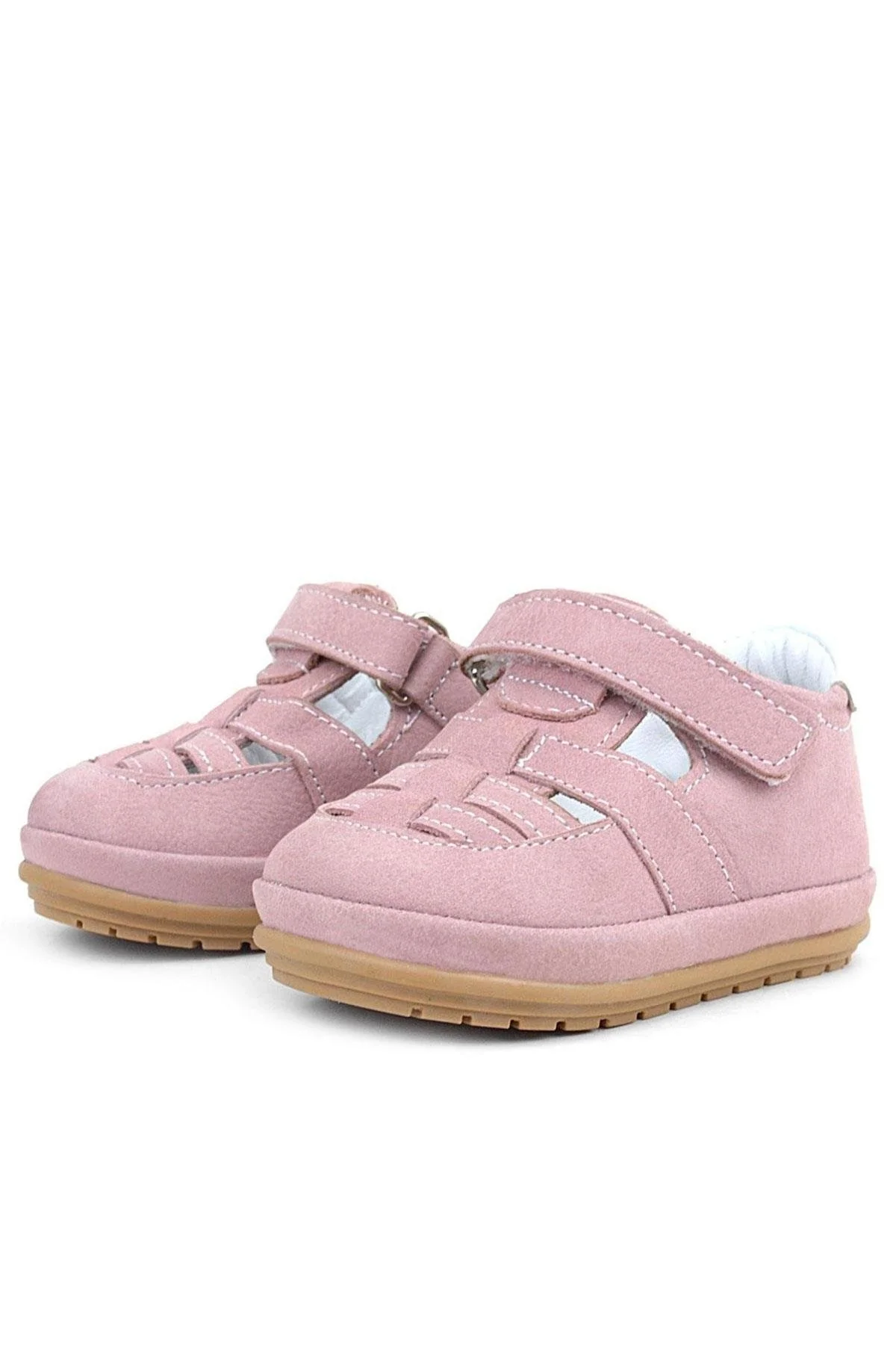 Rakerplus Muppet Hakiki Deri Pudra Cırtlı Anatomik Bebek Sandalet Ayakkabı