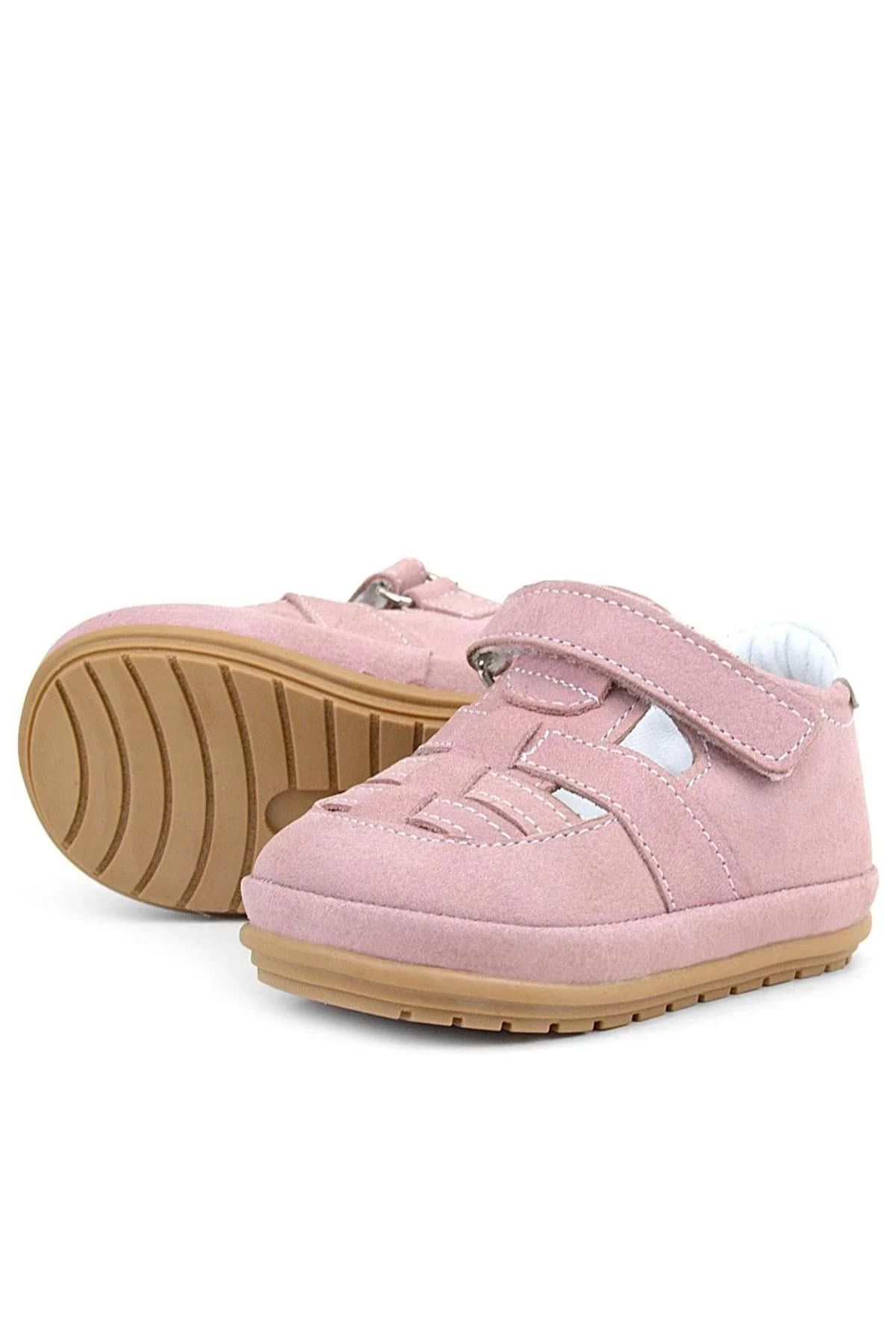 Rakerplus Muppet Hakiki Deri Pudra Cırtlı Anatomik Bebek Sandalet Ayakkabı