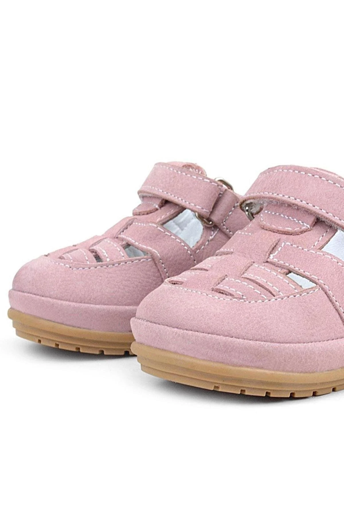 Rakerplus Muppet Hakiki Deri Pudra Cırtlı Anatomik Bebek Sandalet Ayakkabı
