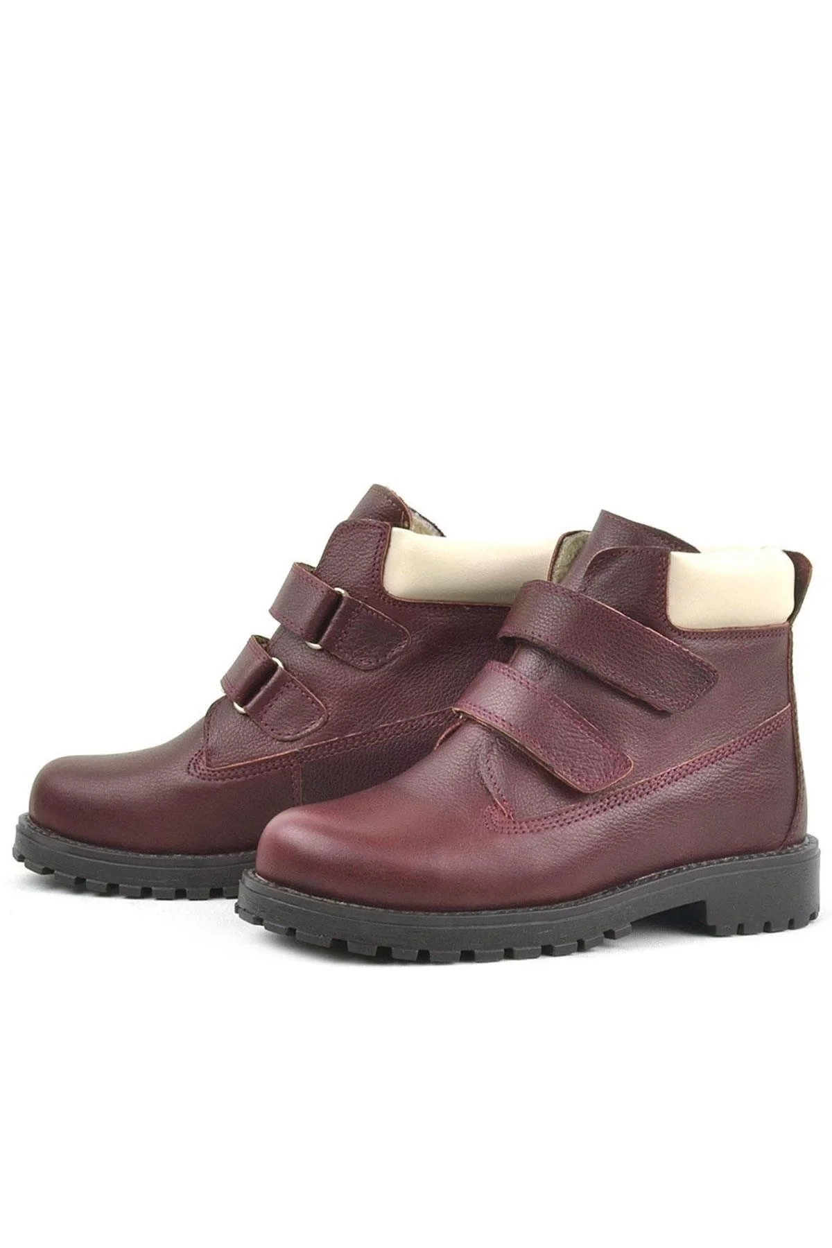 Rakerplus Neson Hakiki Deri Bordo Cırtlı Çocuk Bot