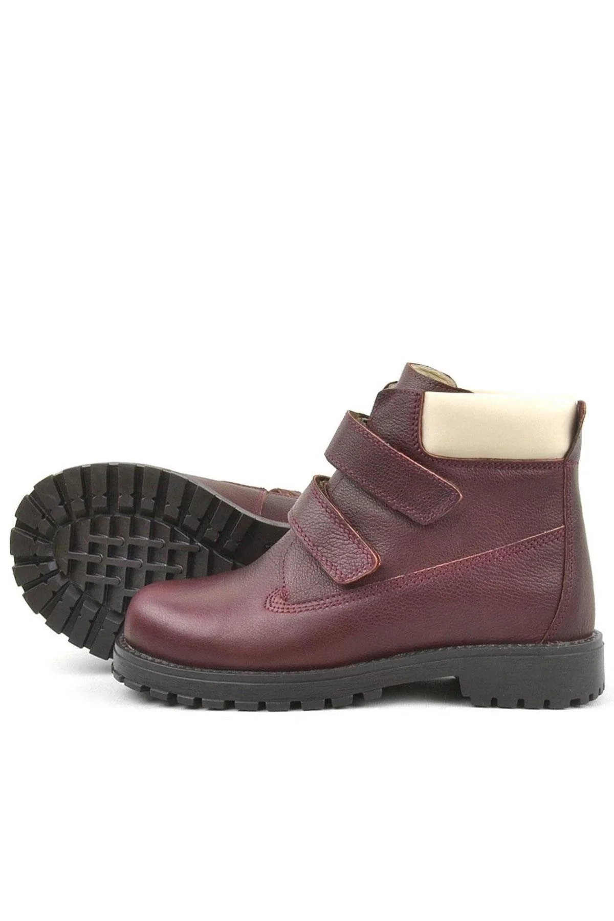 Rakerplus Neson Hakiki Deri Bordo Cırtlı Çocuk Bot