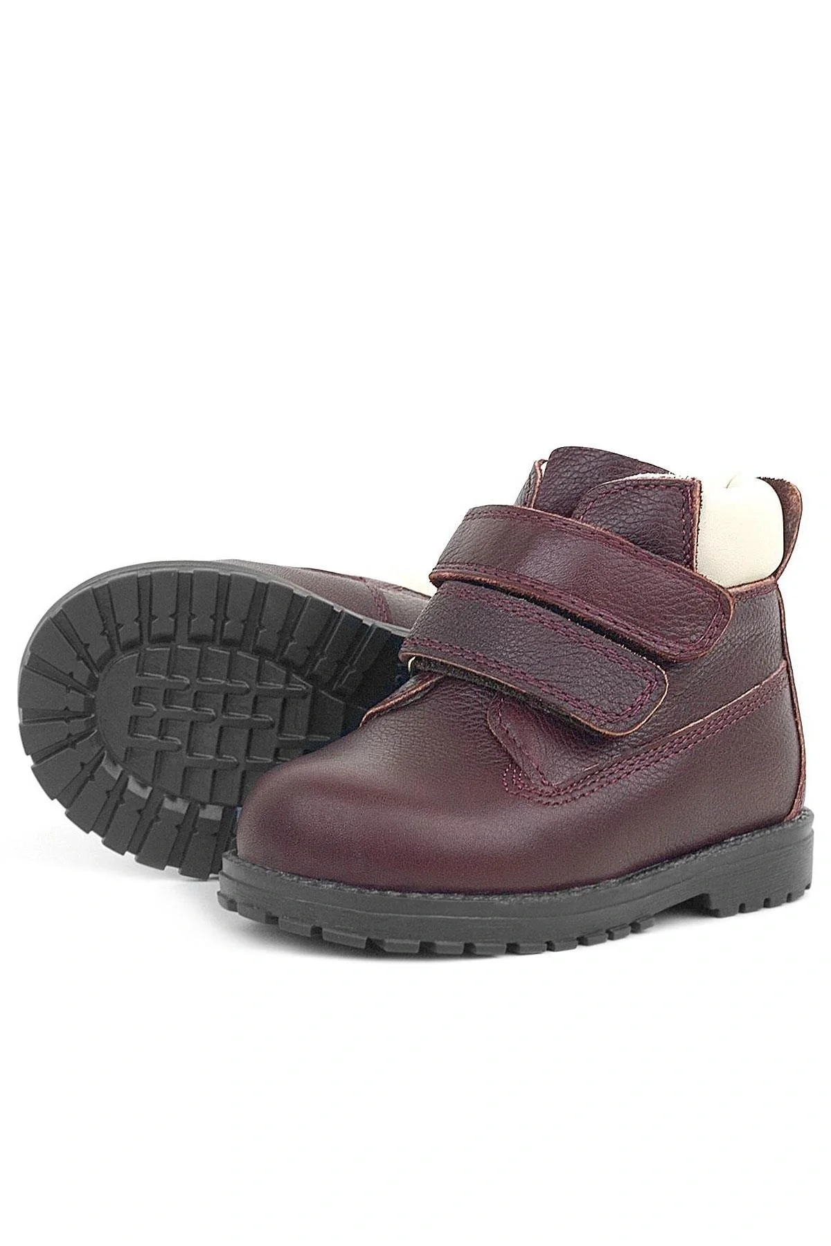 Rakerplus Neson Hakiki Deri Bordo Kürklü Cırtlı Bebek Bot