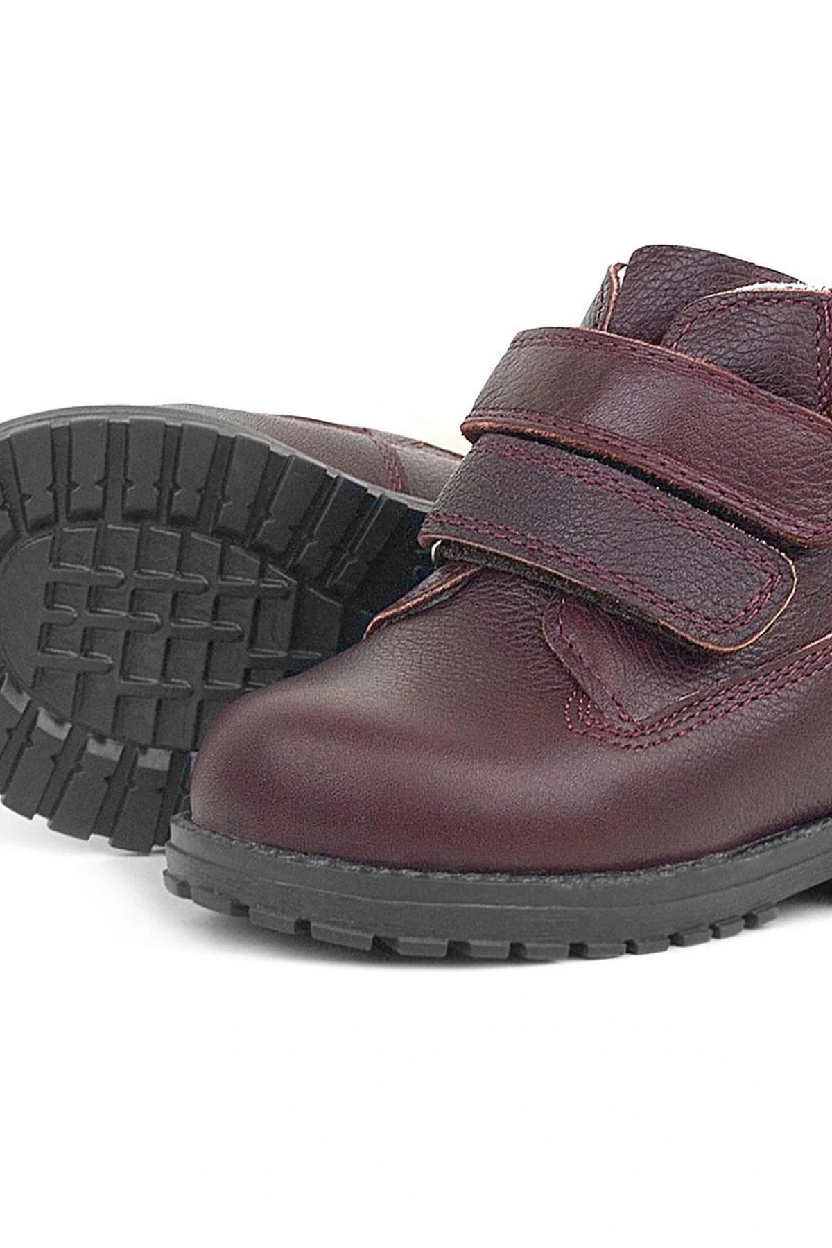 Rakerplus Neson Hakiki Deri Bordo Kürklü Cırtlı Bebek Bot