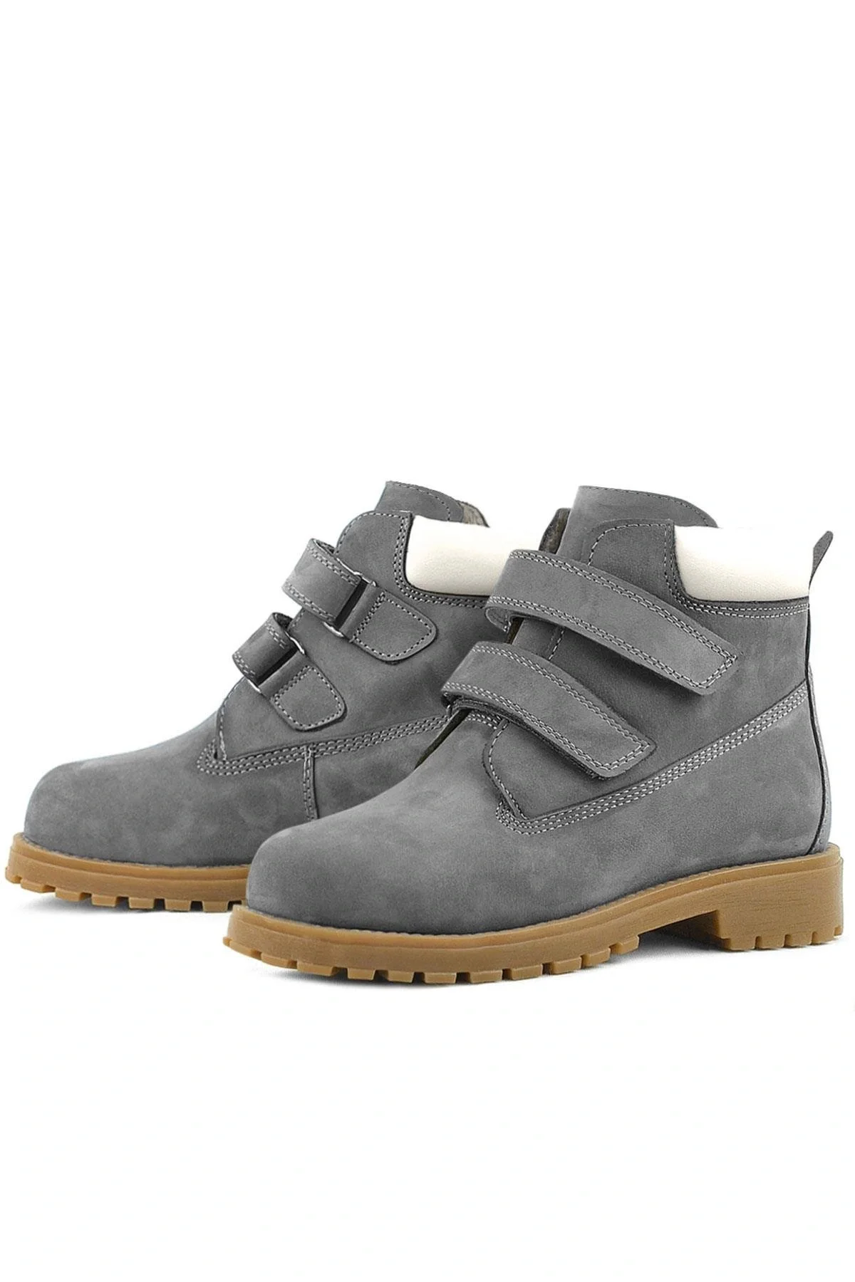 Rakerplus Neson Hakiki Deri Gri Cırtlı Çocuk Bot