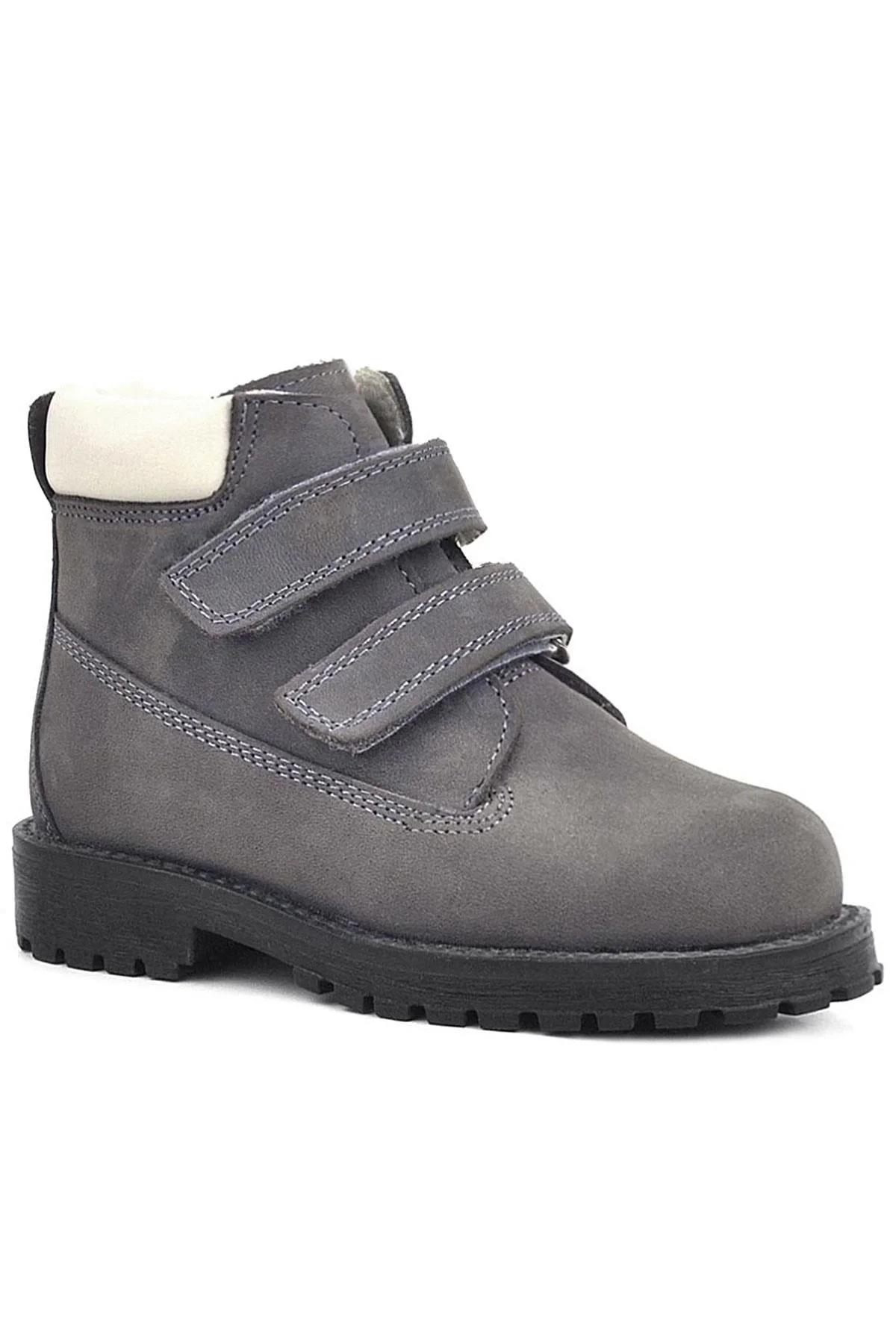 Rakerplus Neson Hakiki Deri Gri Cırtlı Kürklü Çocuk Bot