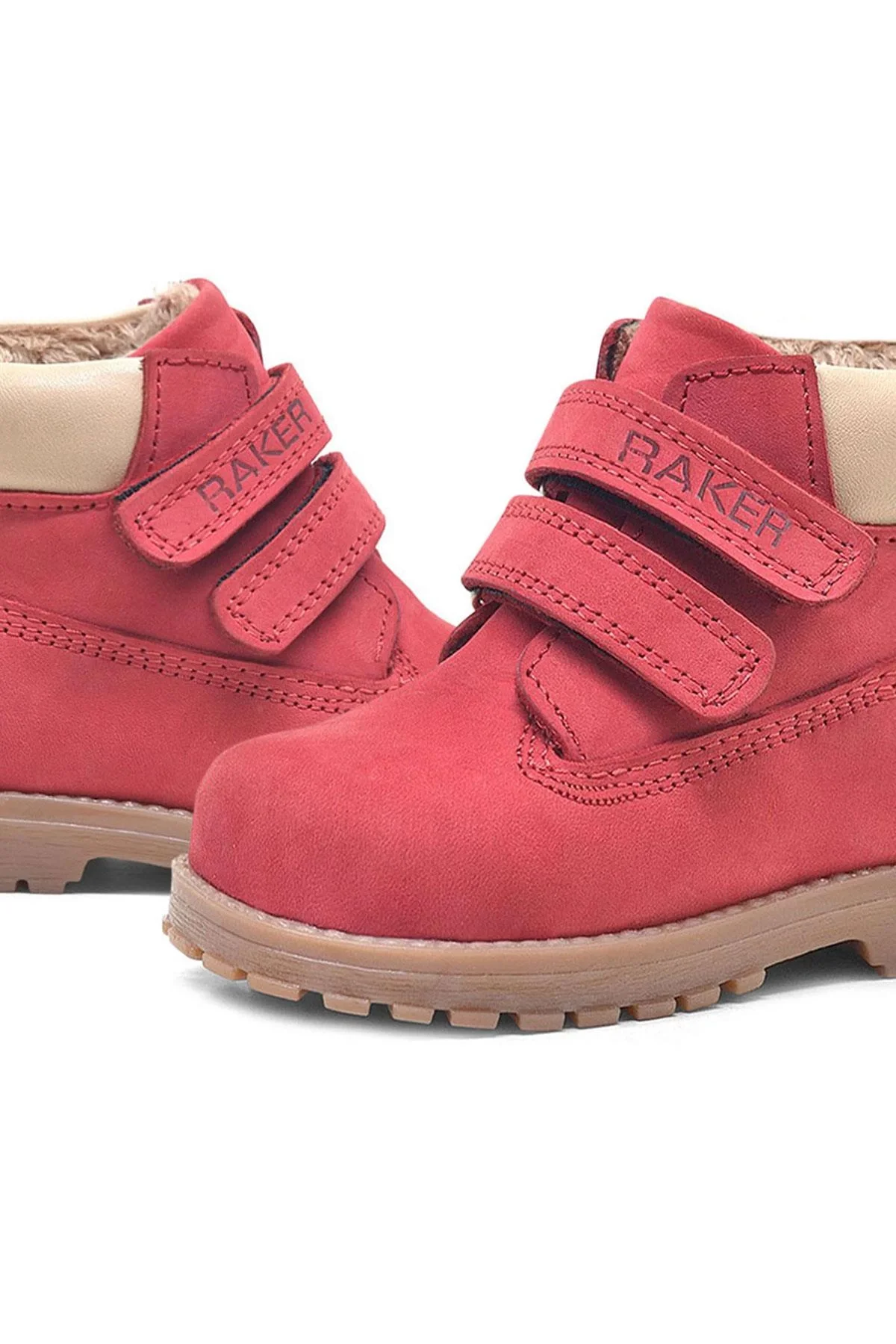 Rakerplus Neson Hakiki Deri Kırmızı Cırtlı Çocuk Bot