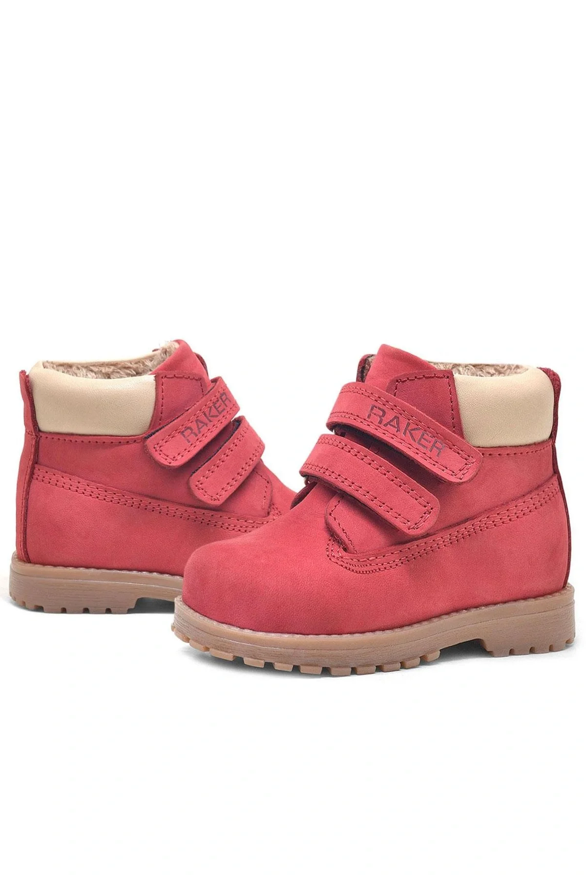 Rakerplus Neson Hakiki Deri Kırmızı Cırtlı Çocuk Bot