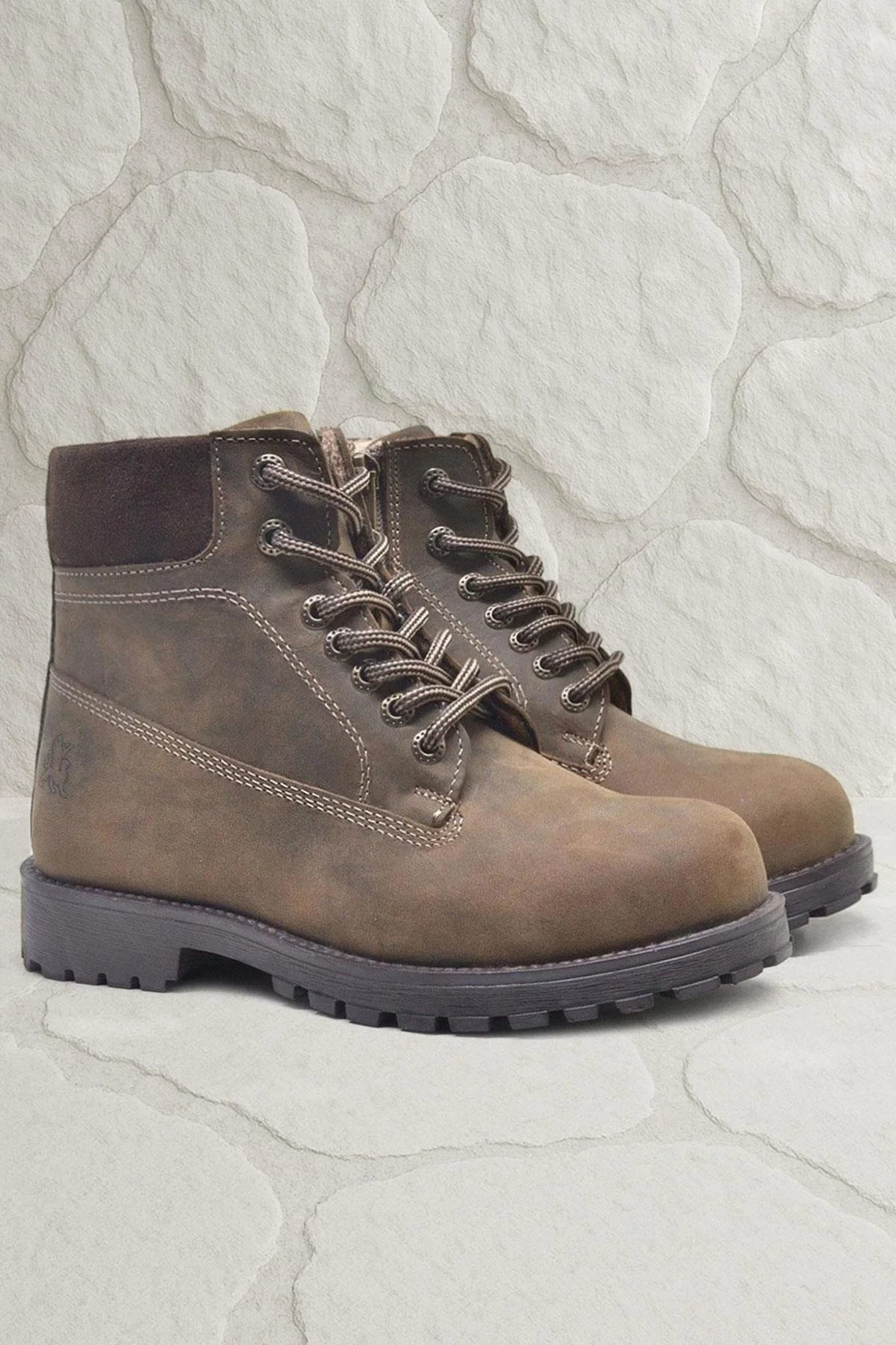 Rakerplus Neson Hakiki Deri Kum Rengi Kışlık Çocuk Bot Postal Ayakkabı