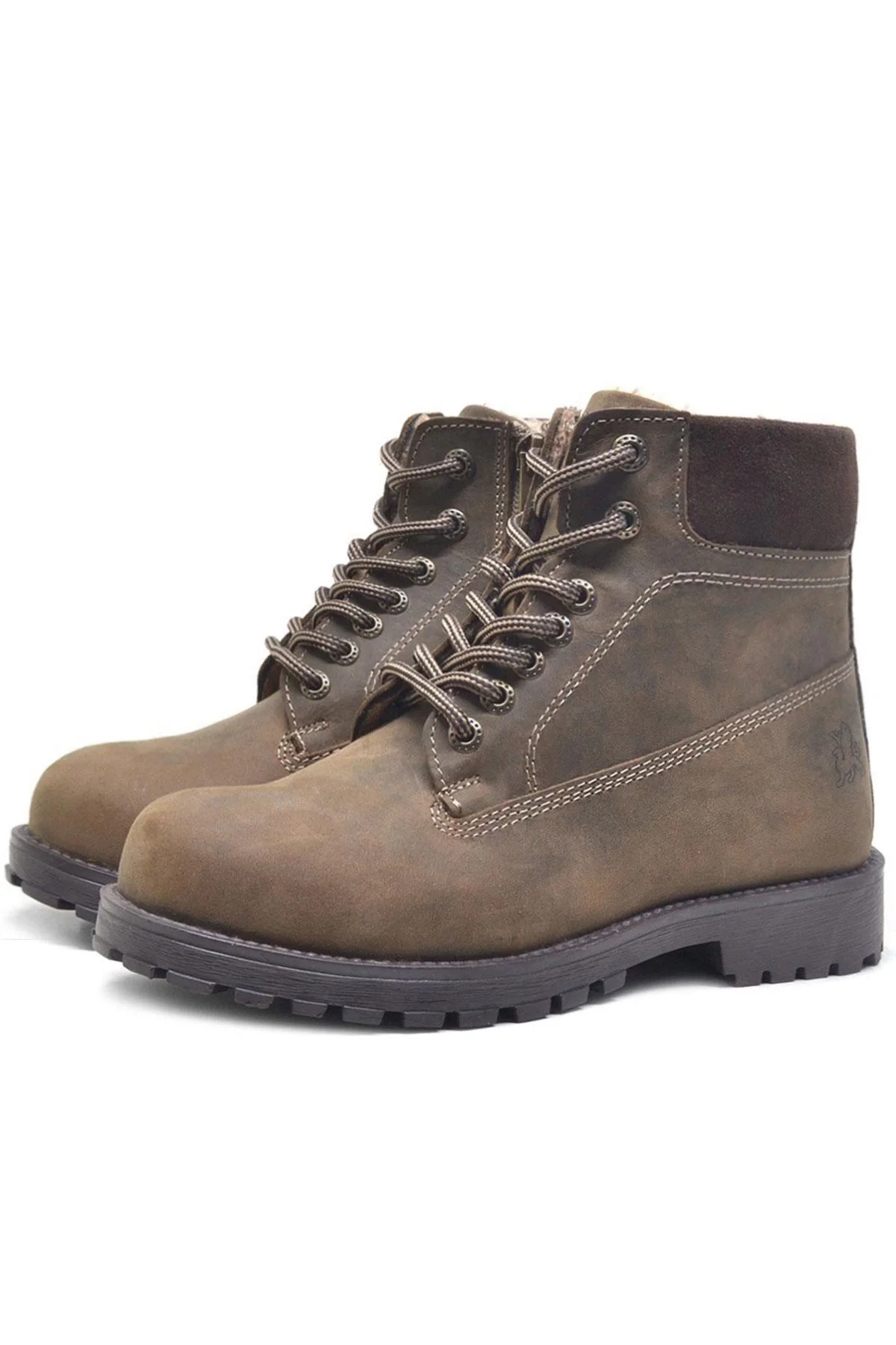 Rakerplus Neson Hakiki Deri Kum Rengi Kışlık Çocuk Bot Postal Ayakkabı