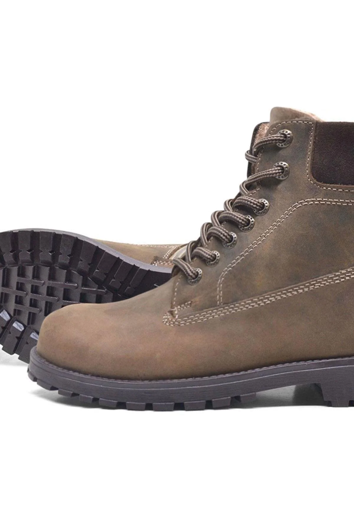 Rakerplus Neson Hakiki Deri Kum Rengi Kışlık Çocuk Bot Postal Ayakkabı