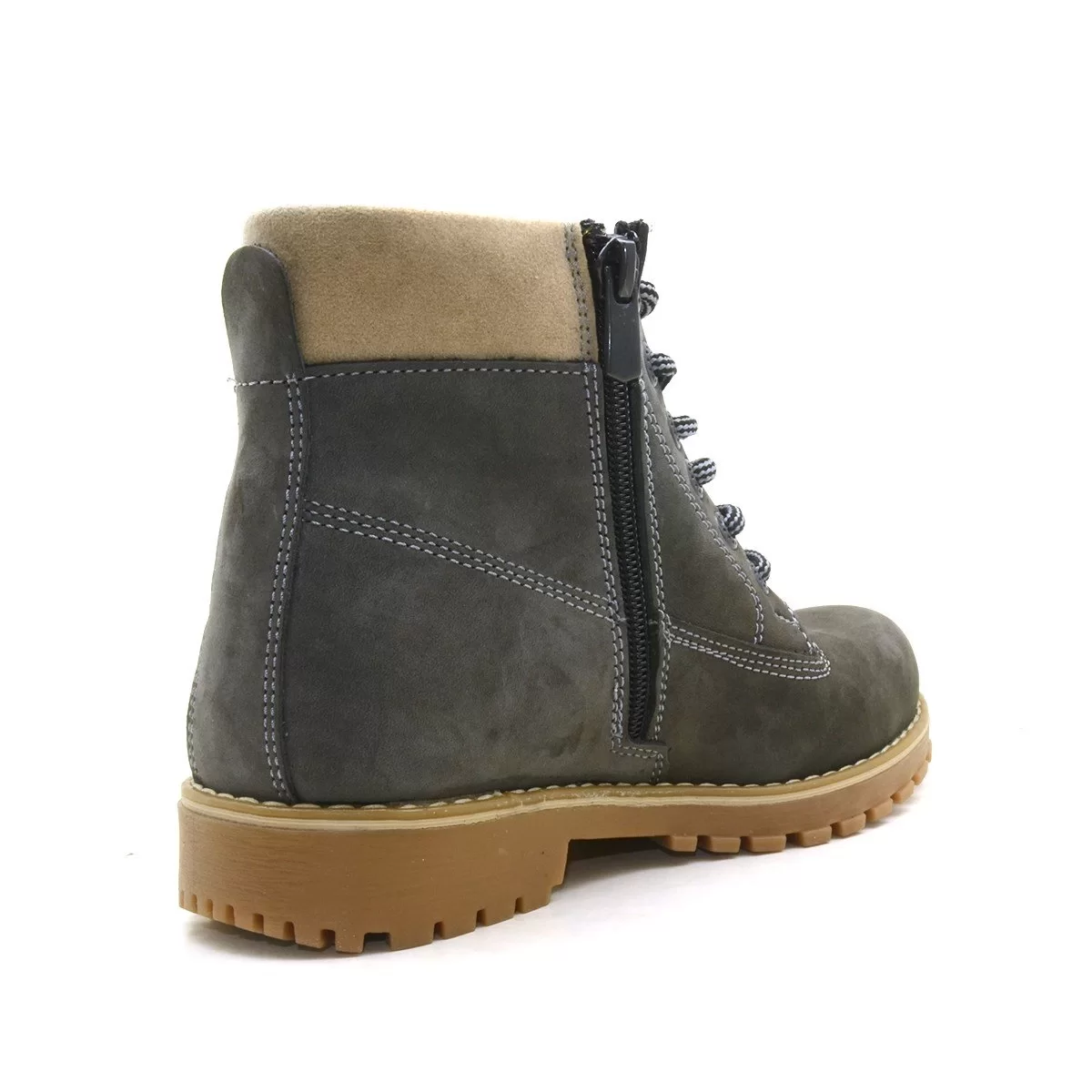 Rakerplus Neson Hakiki Deri Rahat Gri Fermuarlı Unisex Çocuk Bot