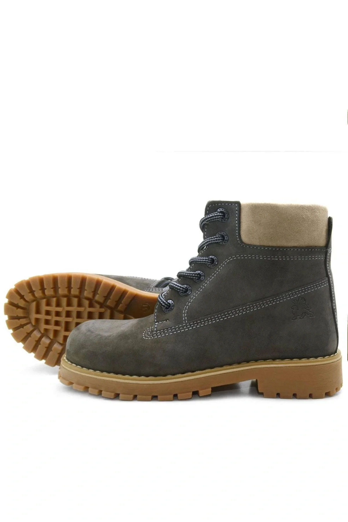 Rakerplus Neson Hakiki Deri Rahat Gri Fermuarlı Unisex Çocuk Bot