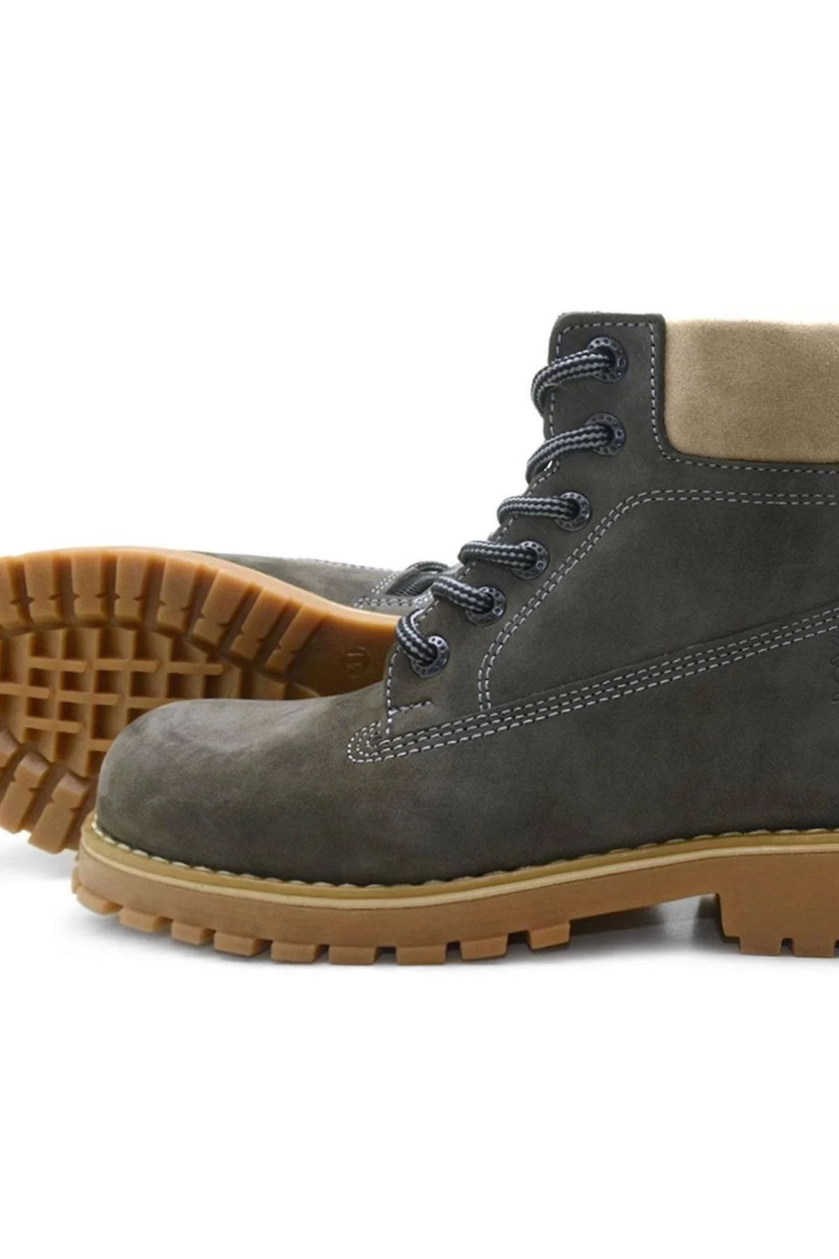 Rakerplus Neson Hakiki Deri Rahat Gri Fermuarlı Unisex Çocuk Bot