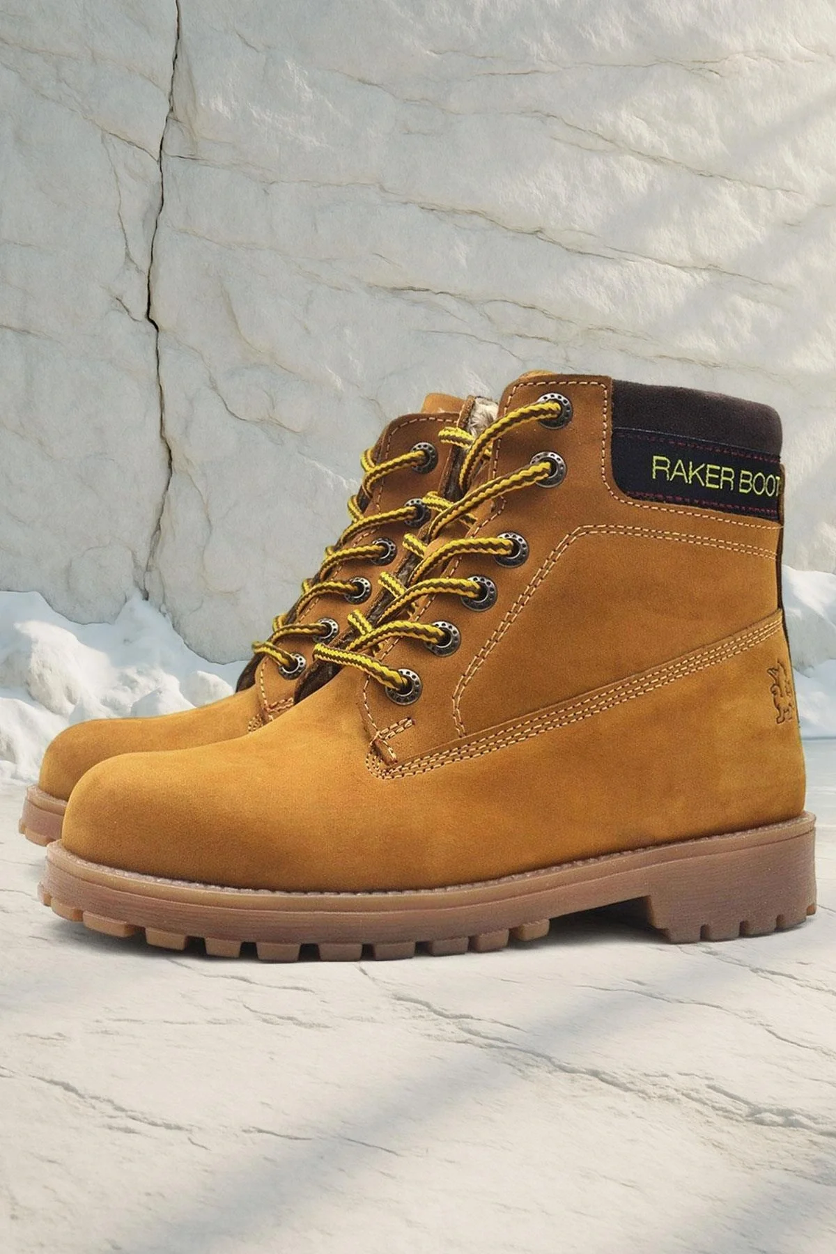 Rakerplus Neson Hakiki Deri Rahat Sarı Fermuarlı Unisex Çocuk Bot