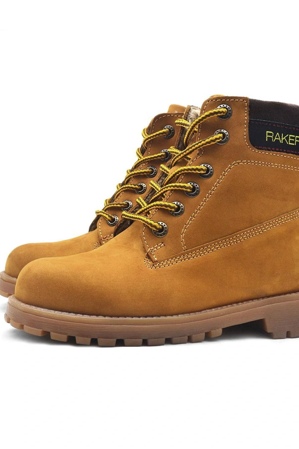 Rakerplus Neson Hakiki Deri Rahat Sarı Fermuarlı Unisex Çocuk Bot