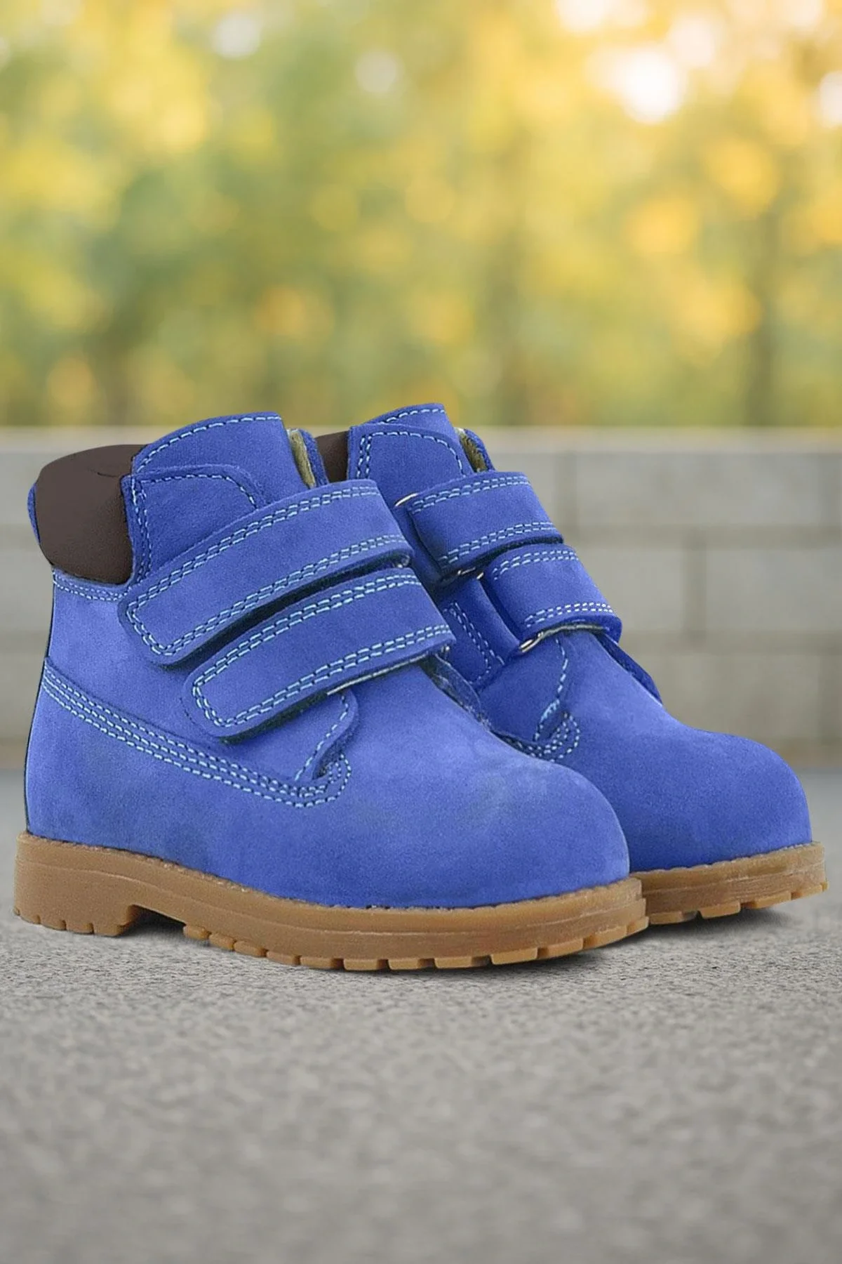 Rakerplus Neson Hakiki Deri Saks Mavi Kürklü Cırtlı Bebek Bot