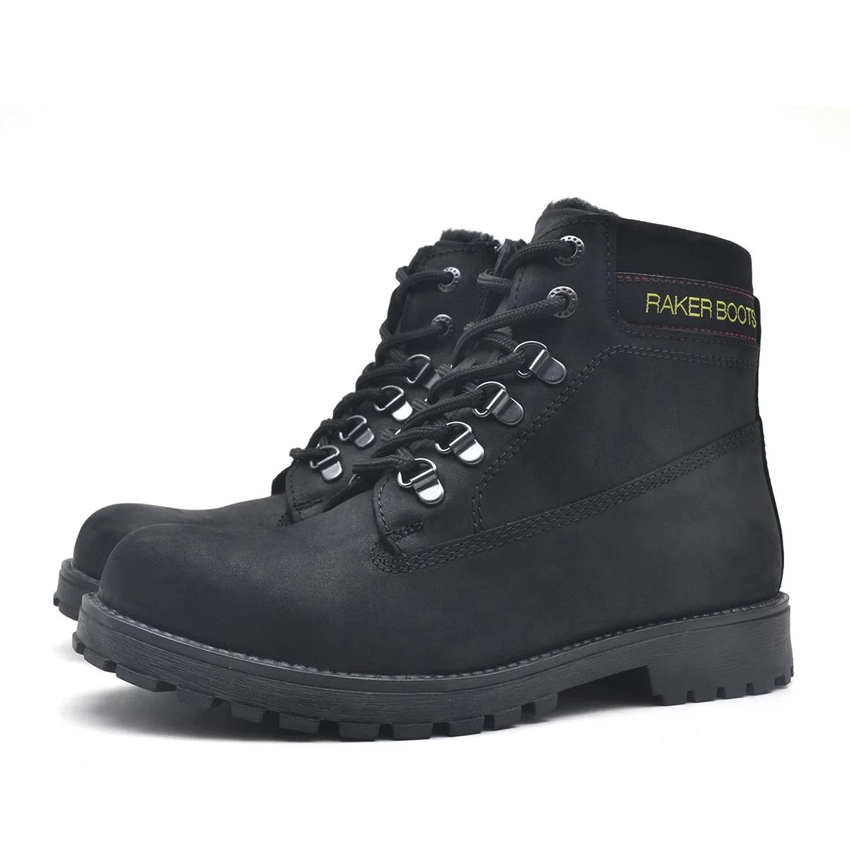 Rakerplus Neson Hakiki Deri Siyah Fermuarlı Kışlık Bot