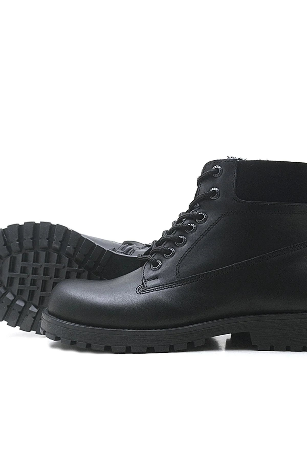 Rakerplus Neson Hakiki Deri Siyah Kışlık Bot Postal
