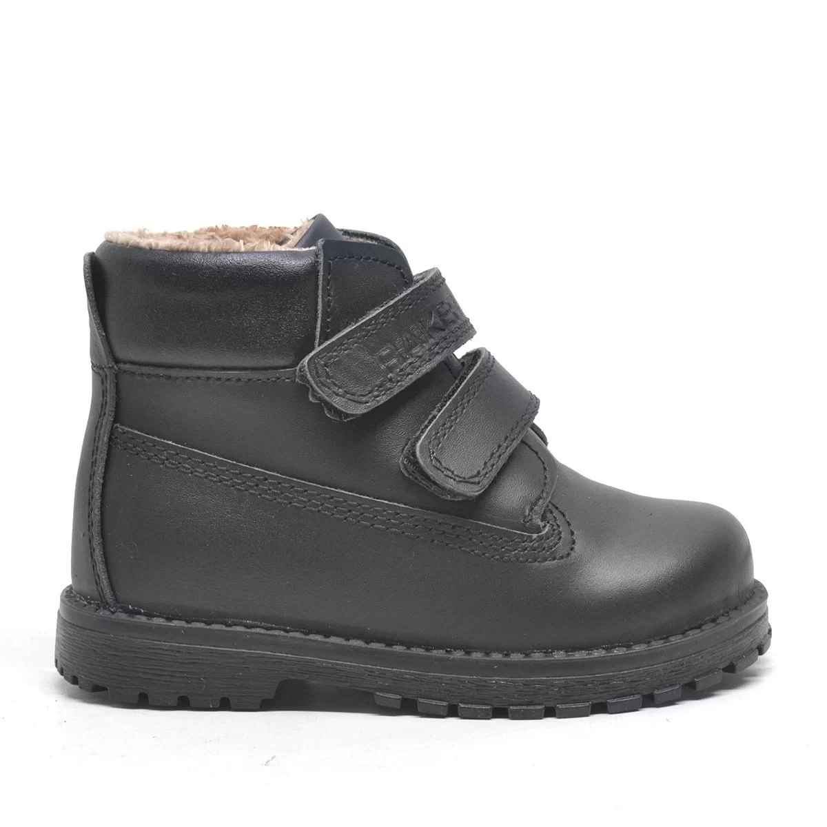 Rakerplus Neson Hakiki Deri Siyah Kürklü Cırtlı Unisex Bebek Bot