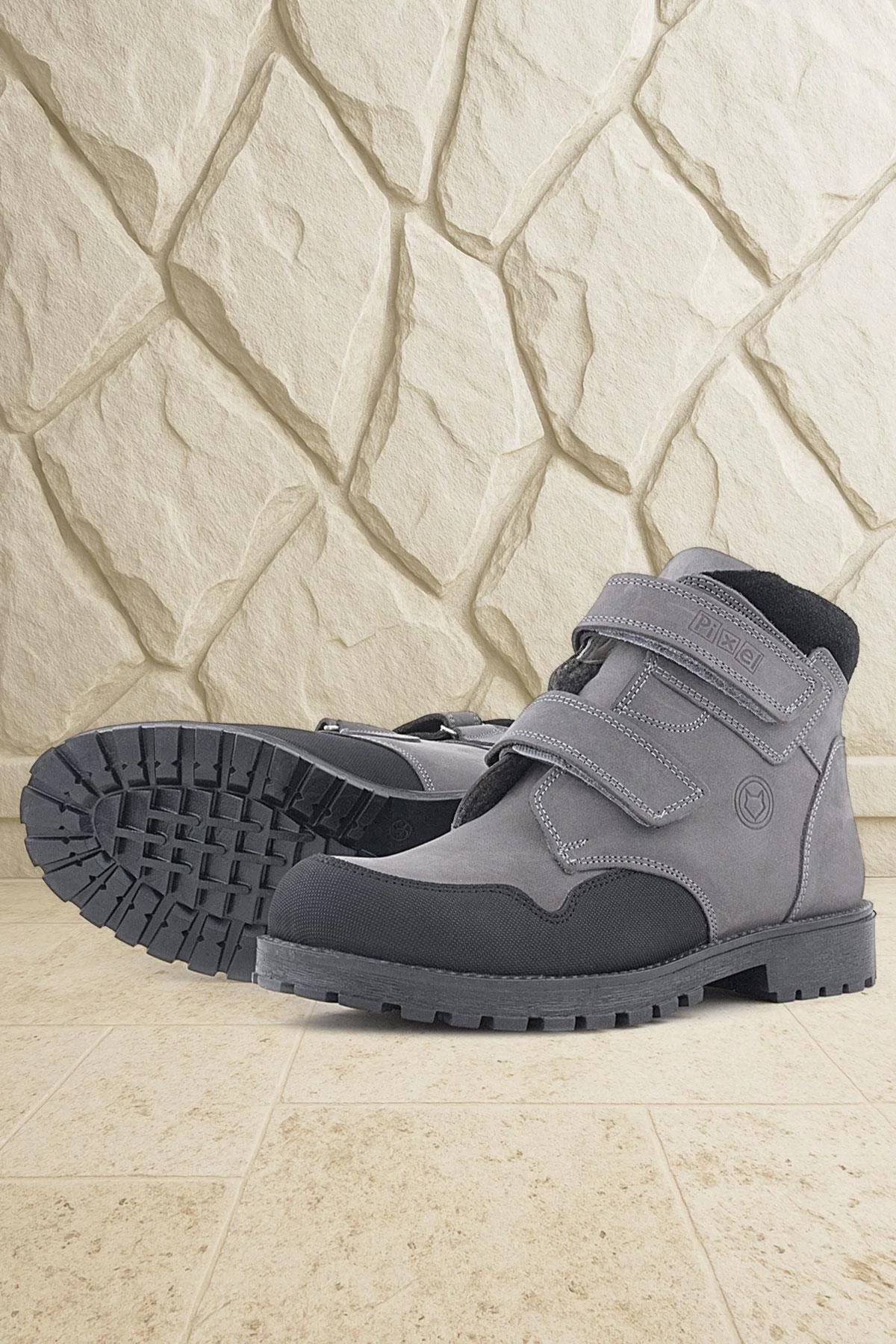 Rakerplus Pixel Hakiki Deri Gri Cırtlı Erkek Çocuk Bot