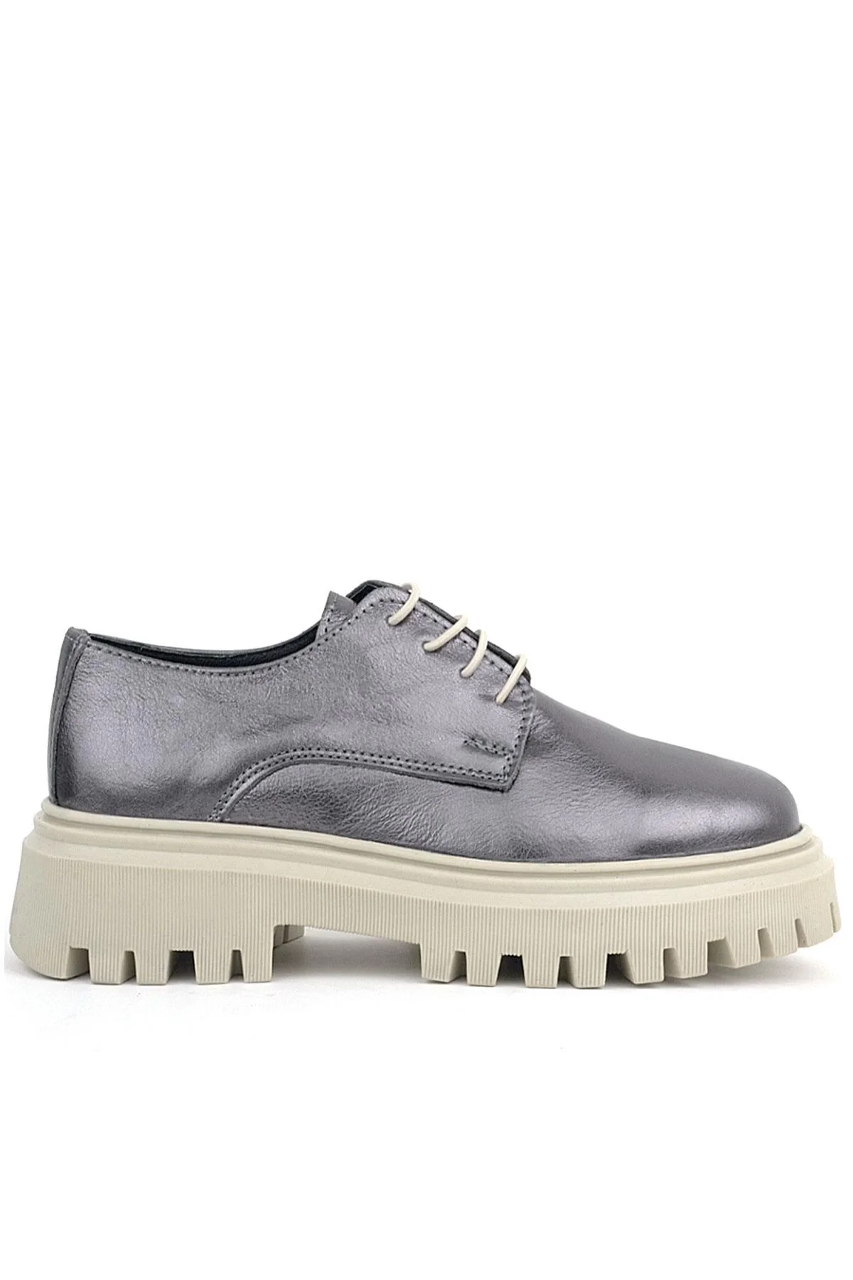 Rakerplus Platin Hakiki Deri Bağcıklı Oxford Günlük Ayakkabı