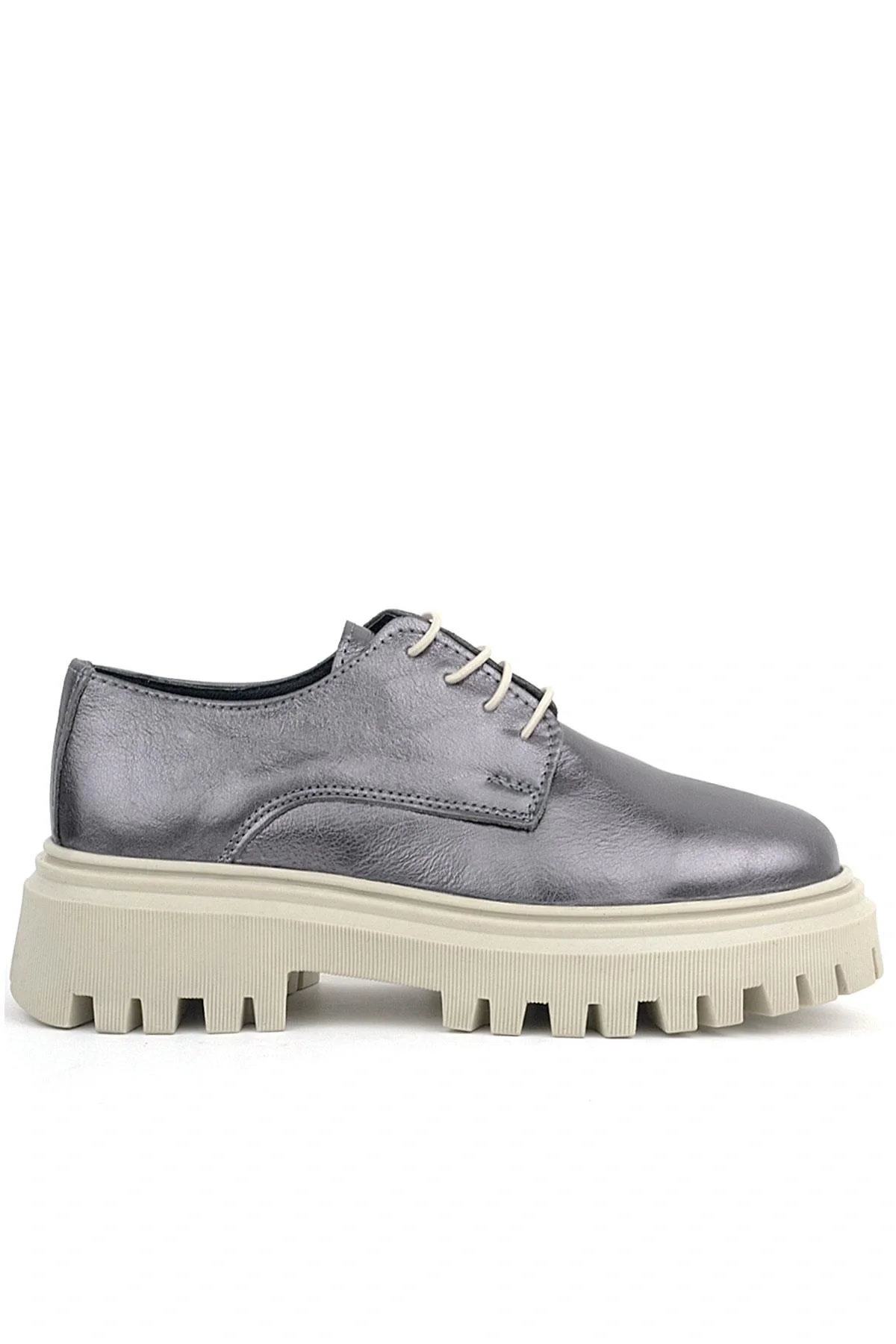 Rakerplus Platin Hakiki Deri Bağcıklı Oxford Günlük Ayakkabı