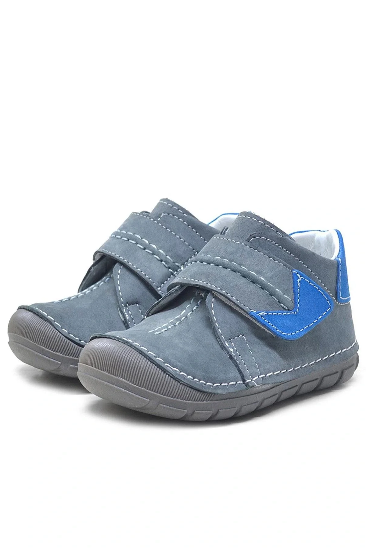 Rakerplus Popeye Hakiki Deri Gri Mavi İlk Adım Unisex Bebek Ayakkabısı