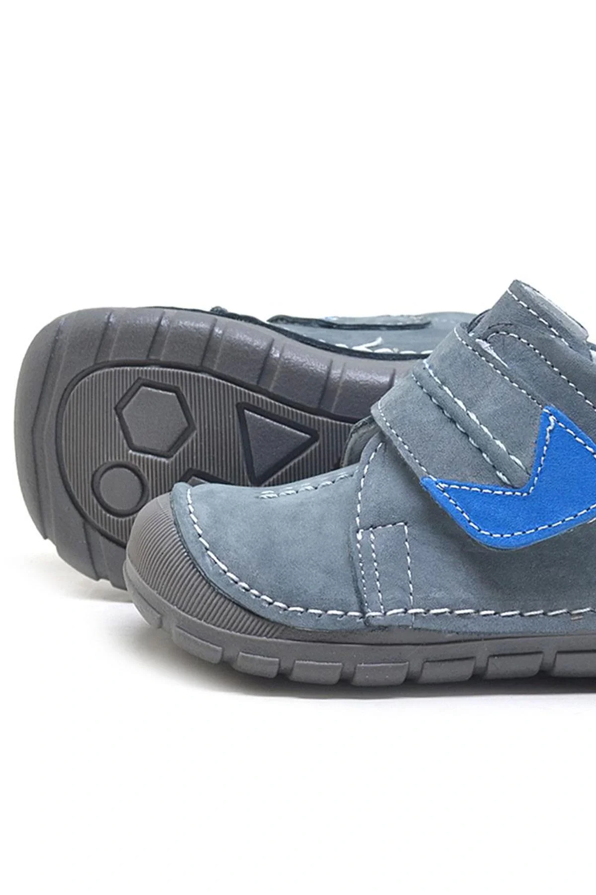 Rakerplus Popeye Hakiki Deri Gri Mavi İlk Adım Unisex Bebek Ayakkabısı
