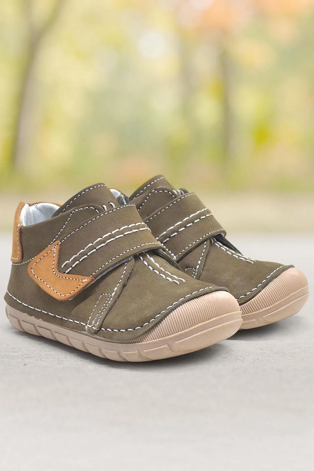 Rakerplus Popeye Hakiki Deri Haki İlk Adım Unisex Bebek Ayakkabısı