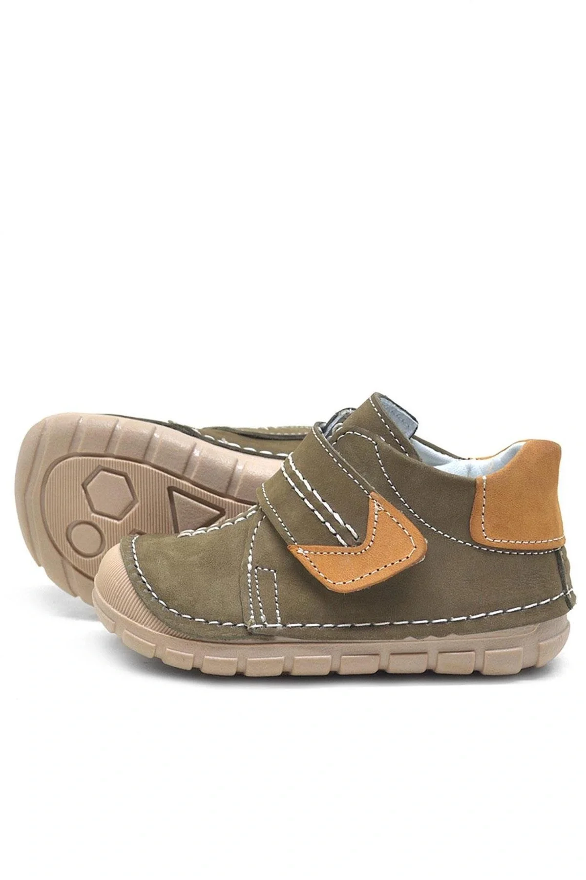 Rakerplus Popeye Hakiki Deri Haki İlk Adım Unisex Bebek Ayakkabısı