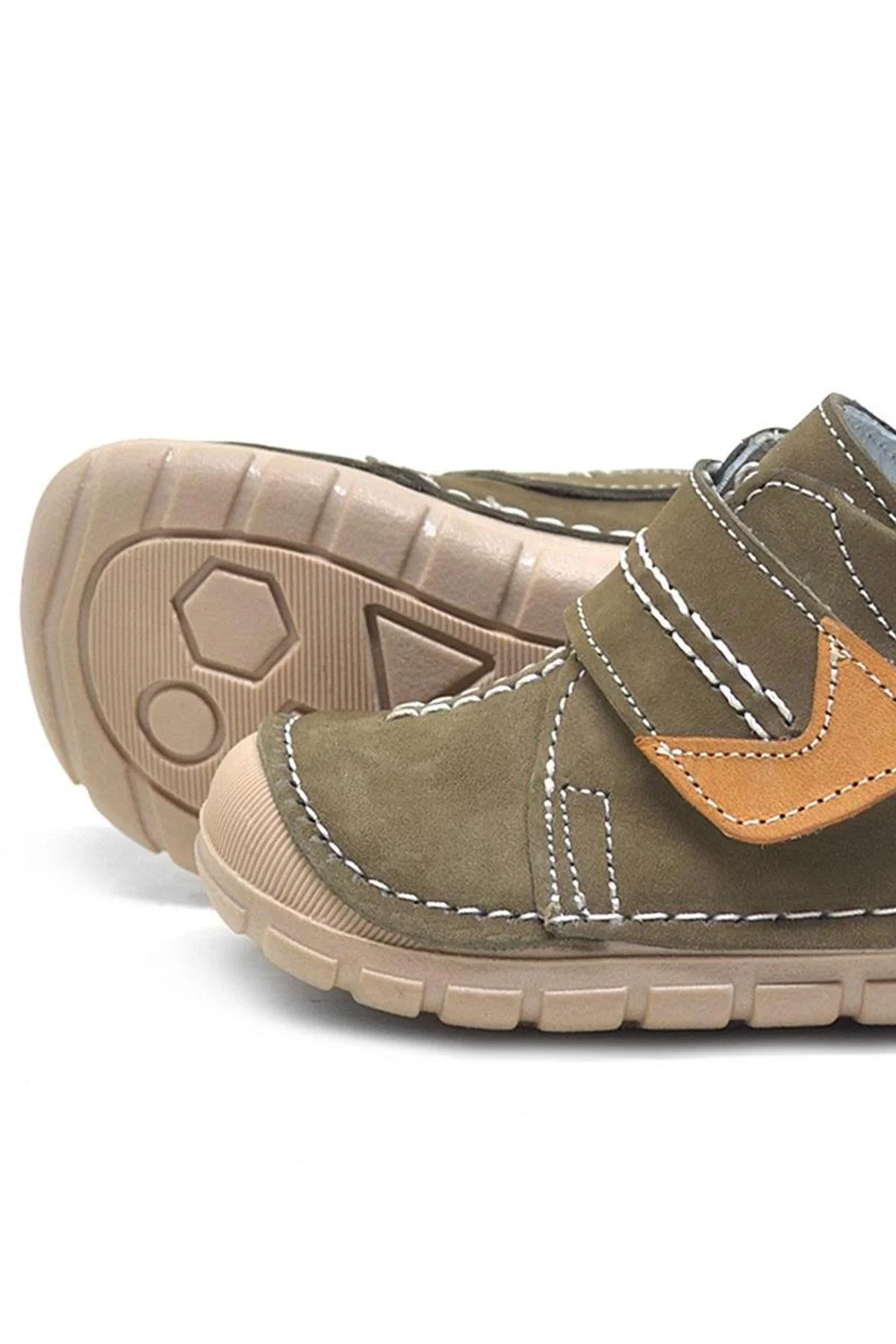 Rakerplus Popeye Hakiki Deri Haki İlk Adım Unisex Bebek Ayakkabısı