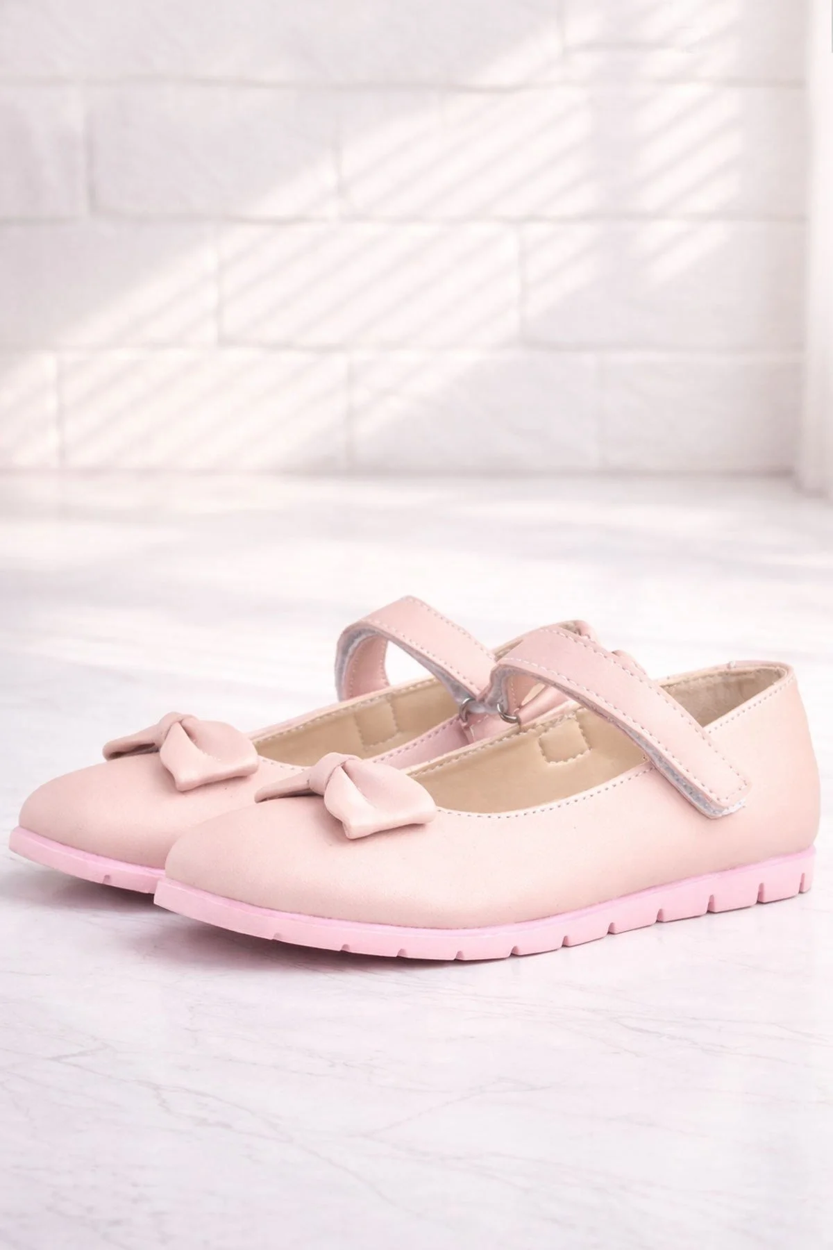 Rakerplus Pudra Fiyonklu Cırtlı Kız Çocuk Babet