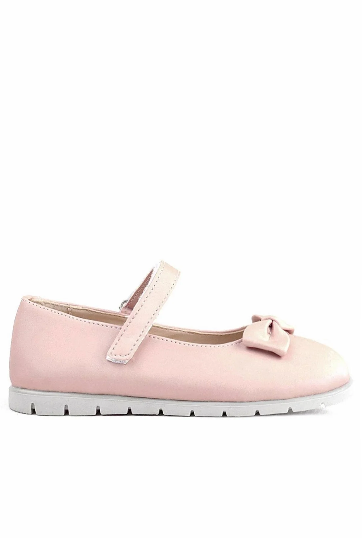 Rakerplus Pudra Pembe Fiyonklu Cırtlı Kız Çocuk Babet Ayakkabı