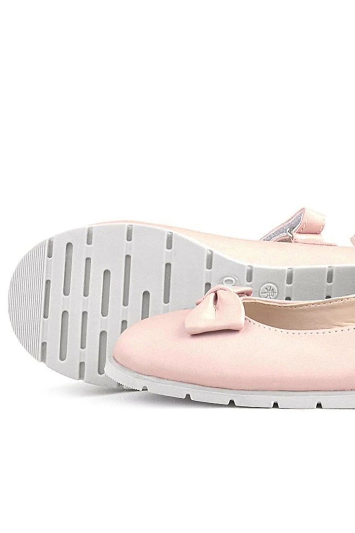 Rakerplus Pudra Pembe Fiyonklu Cırtlı Kız Çocuk Babet Ayakkabı