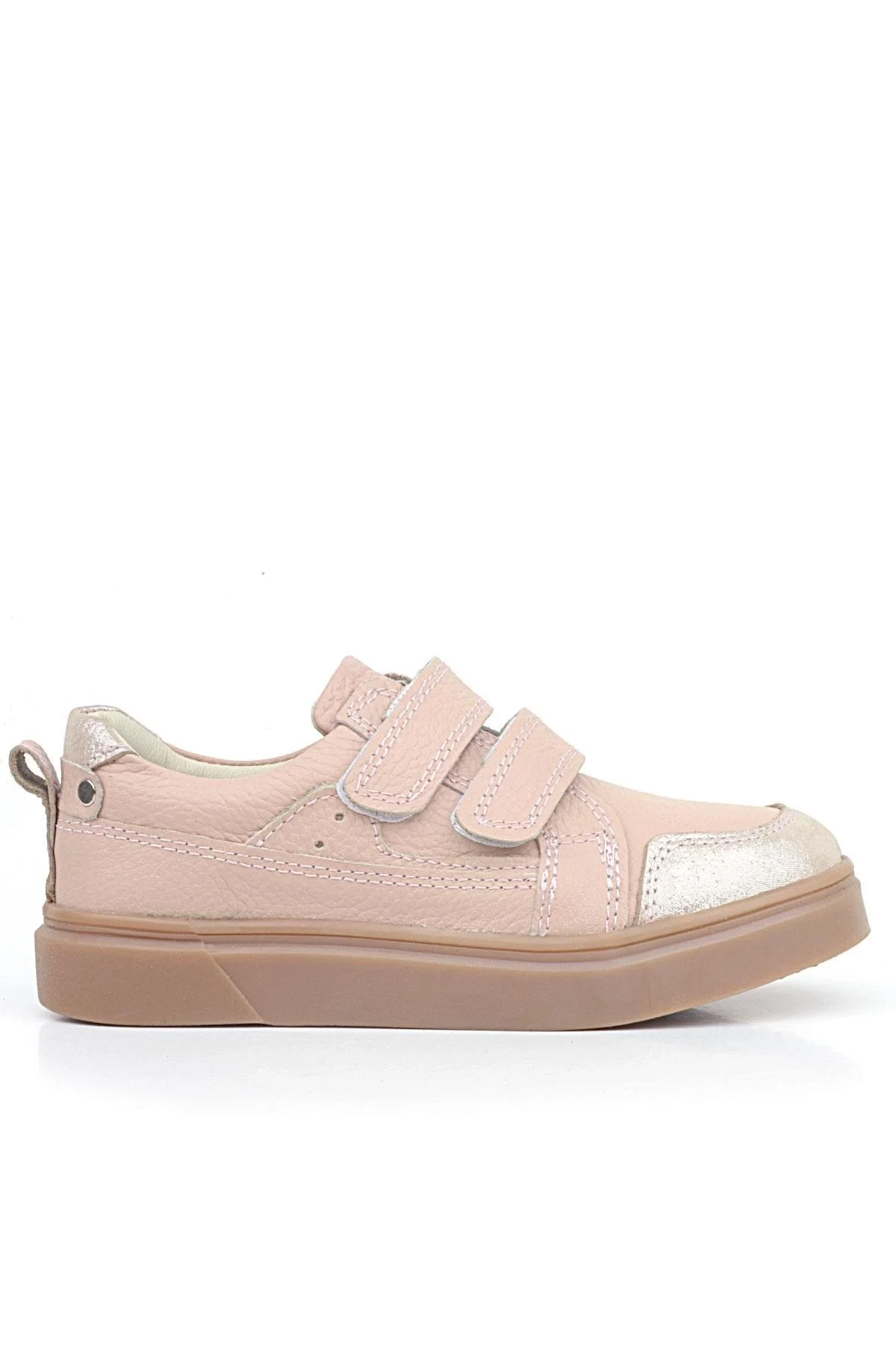 Rakerplus Pudra Simli Hakiki Deri Cırtlı Kız Çocuk Sneaker Ayakkabı