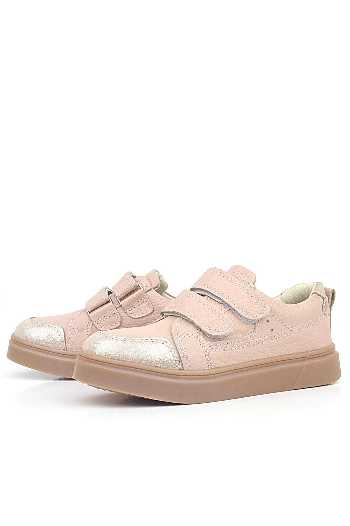 Rakerplus Pudra Simli Hakiki Deri Cırtlı Kız Çocuk Sneaker Ayakkabı