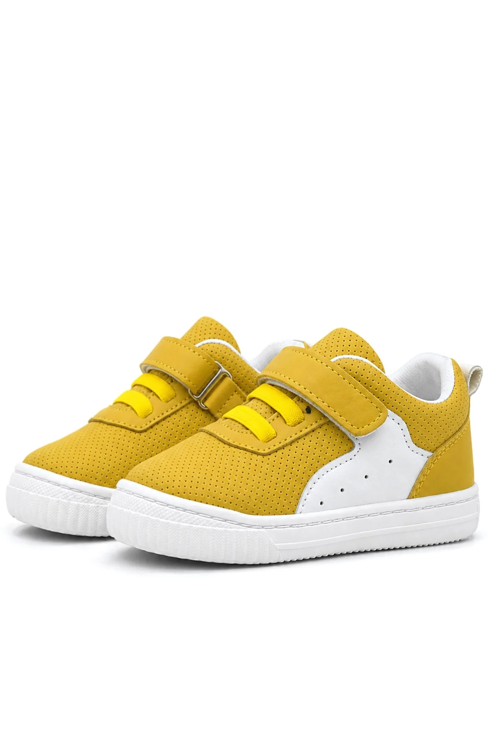 Rakerplus Pup Hakiki Deri Sarı Cırtlı Lastikli Bebek Sneaker