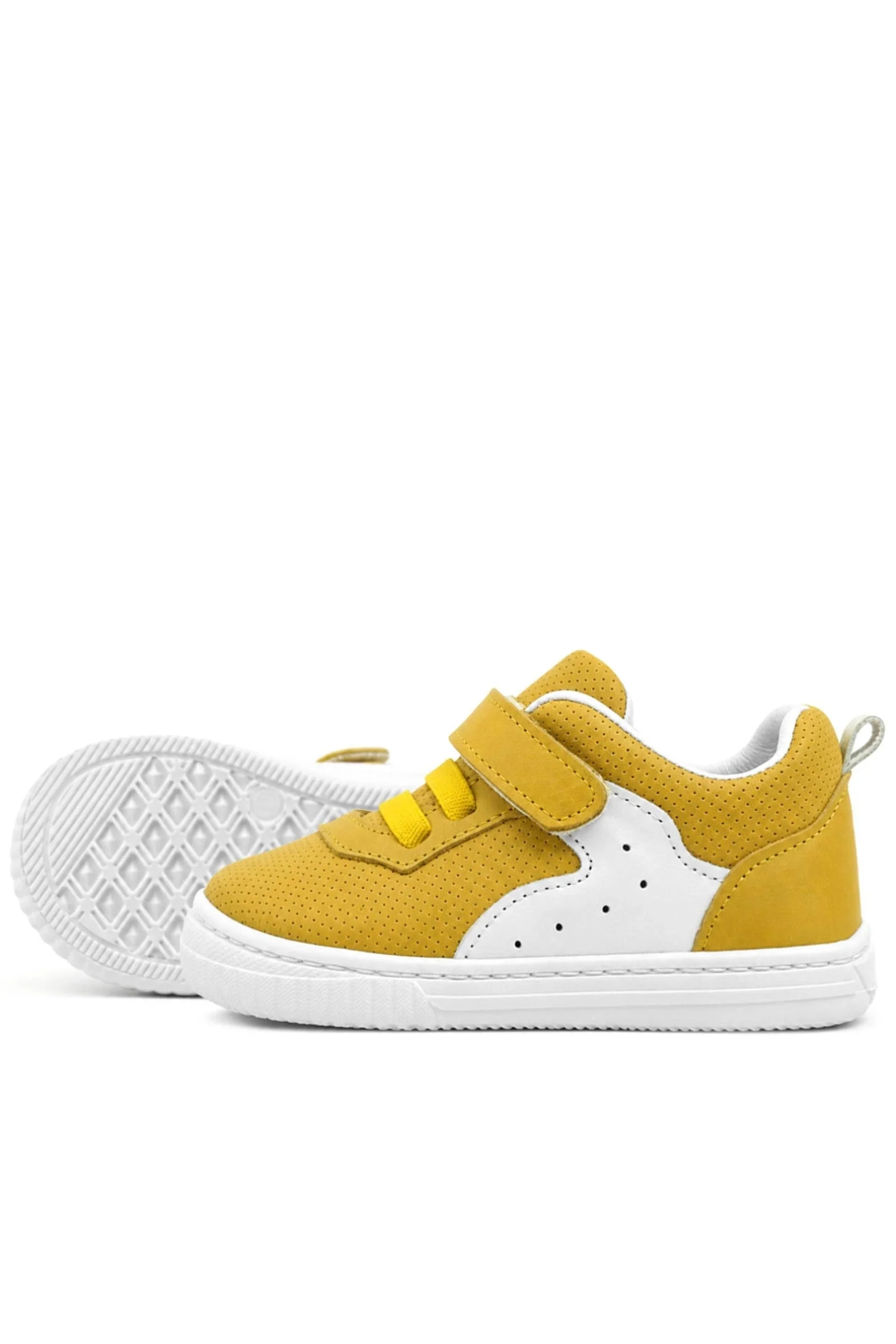 Rakerplus Pup Hakiki Deri Sarı Cırtlı Lastikli Bebek Sneaker