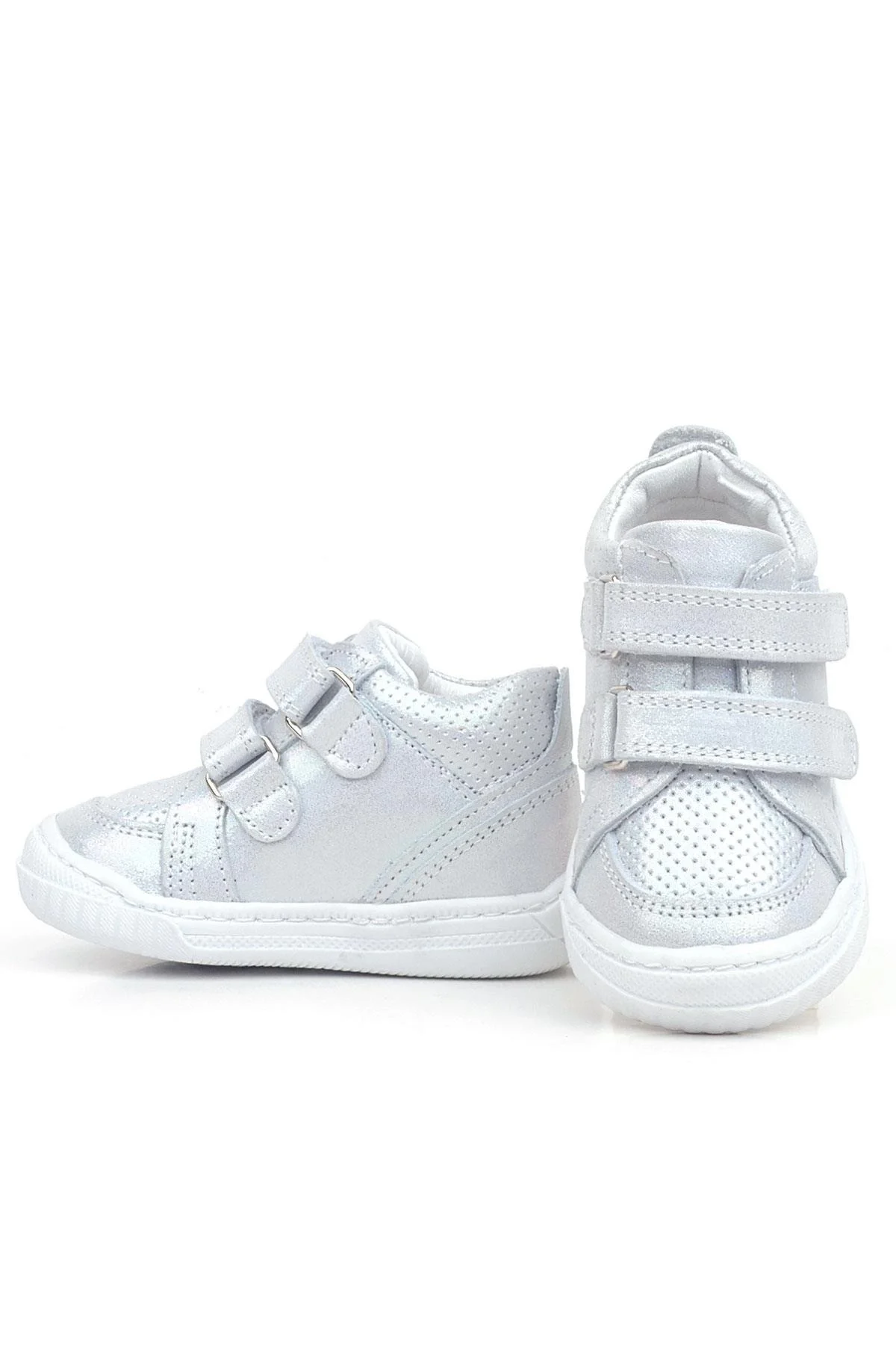 Rakerplus Raya Hakiki Deri Gümüş Simli Cırtlı Kız Bebek Bot