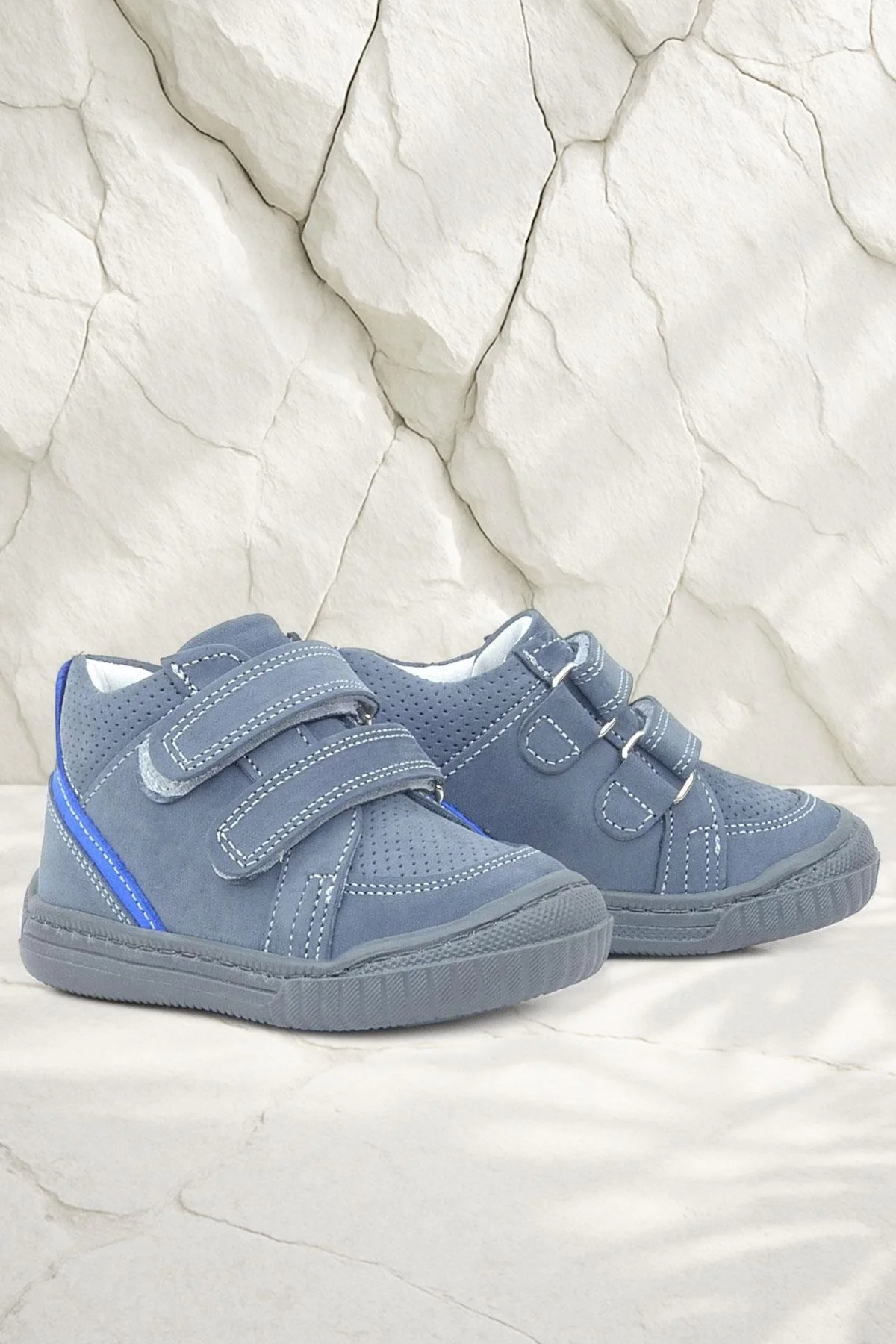 Rakerplus Raya Hakiki Deri Koyu Gri Cırtlı Erkek Bebek Bot