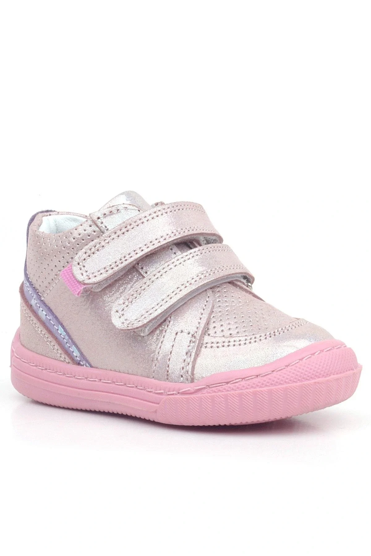 Rakerplus Raya Hakiki Deri Pembe Mor Simli Cırtlı Kız Bebek Bot