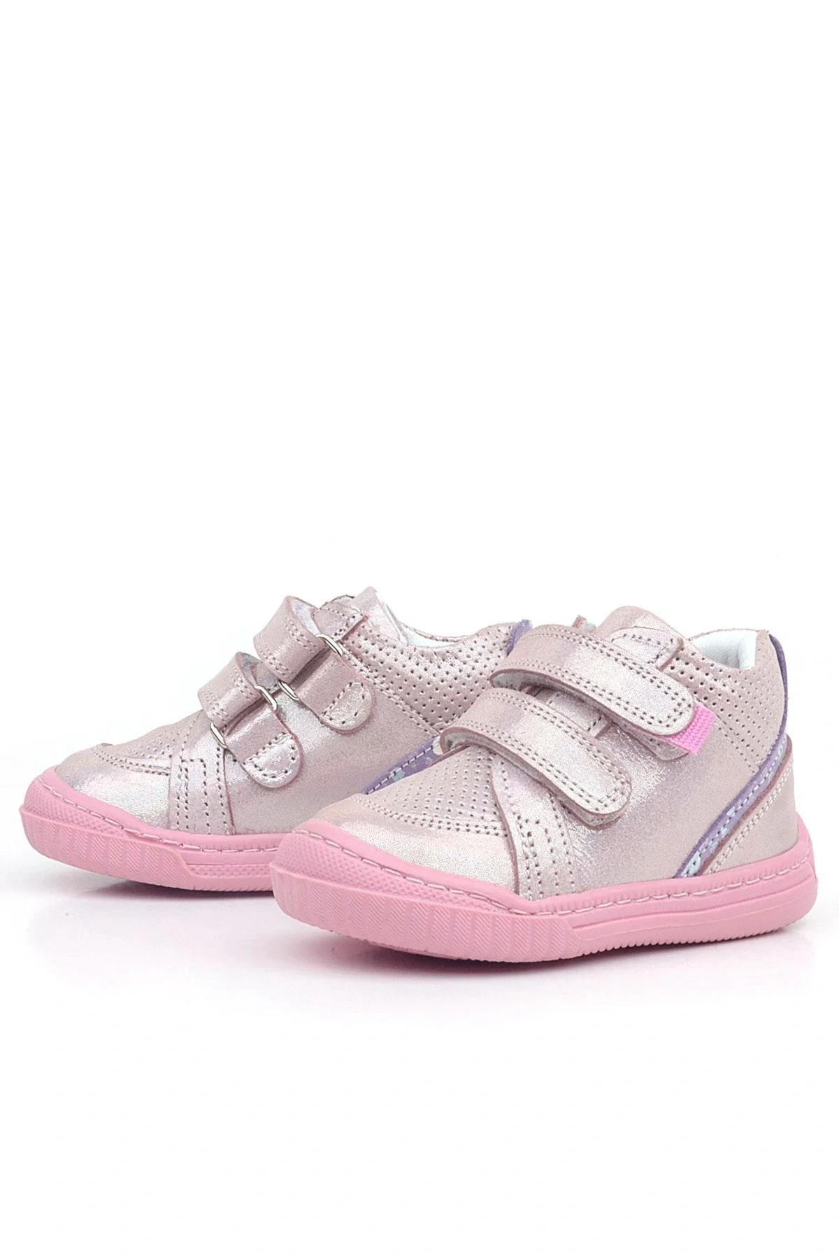 Rakerplus Raya Hakiki Deri Pembe Mor Simli Cırtlı Kız Bebek Bot