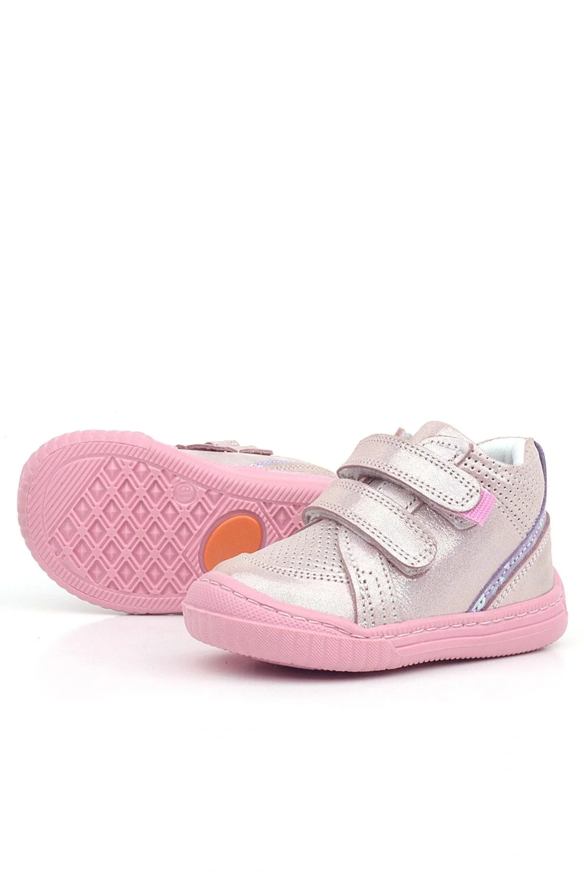 Rakerplus Raya Hakiki Deri Pembe Mor Simli Cırtlı Kız Bebek Bot