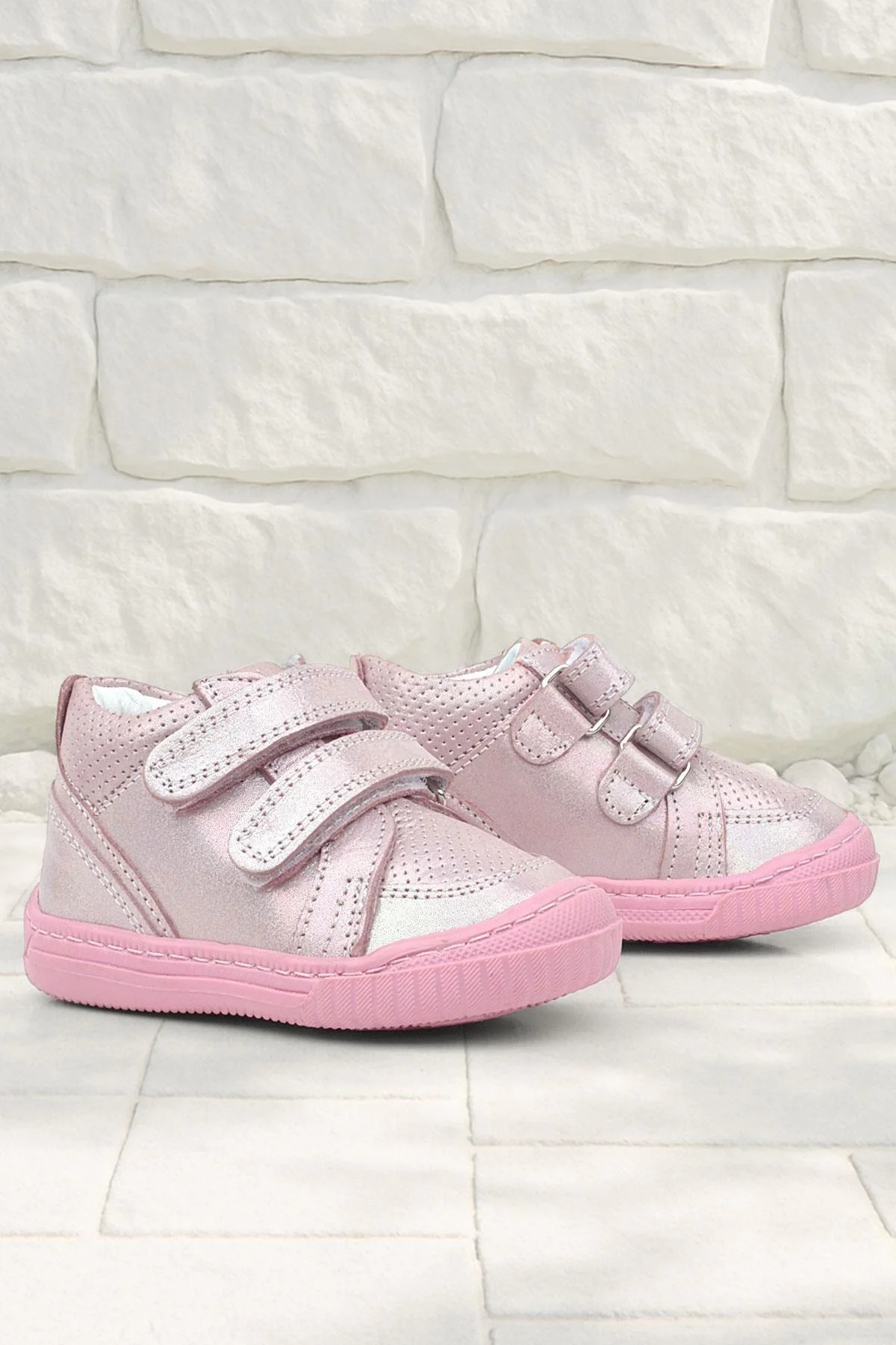 Rakerplus Raya Hakiki Deri Pembe Simli Cırtlı Kız Bebek Bot