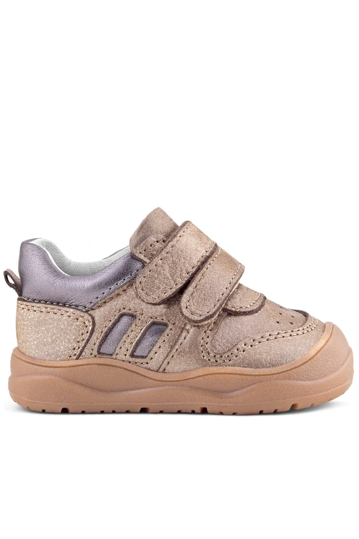 Rakerplus Schaggy Hakiki Deri Bakır Platin Cırtlı Bebek Spor Ayakkabı