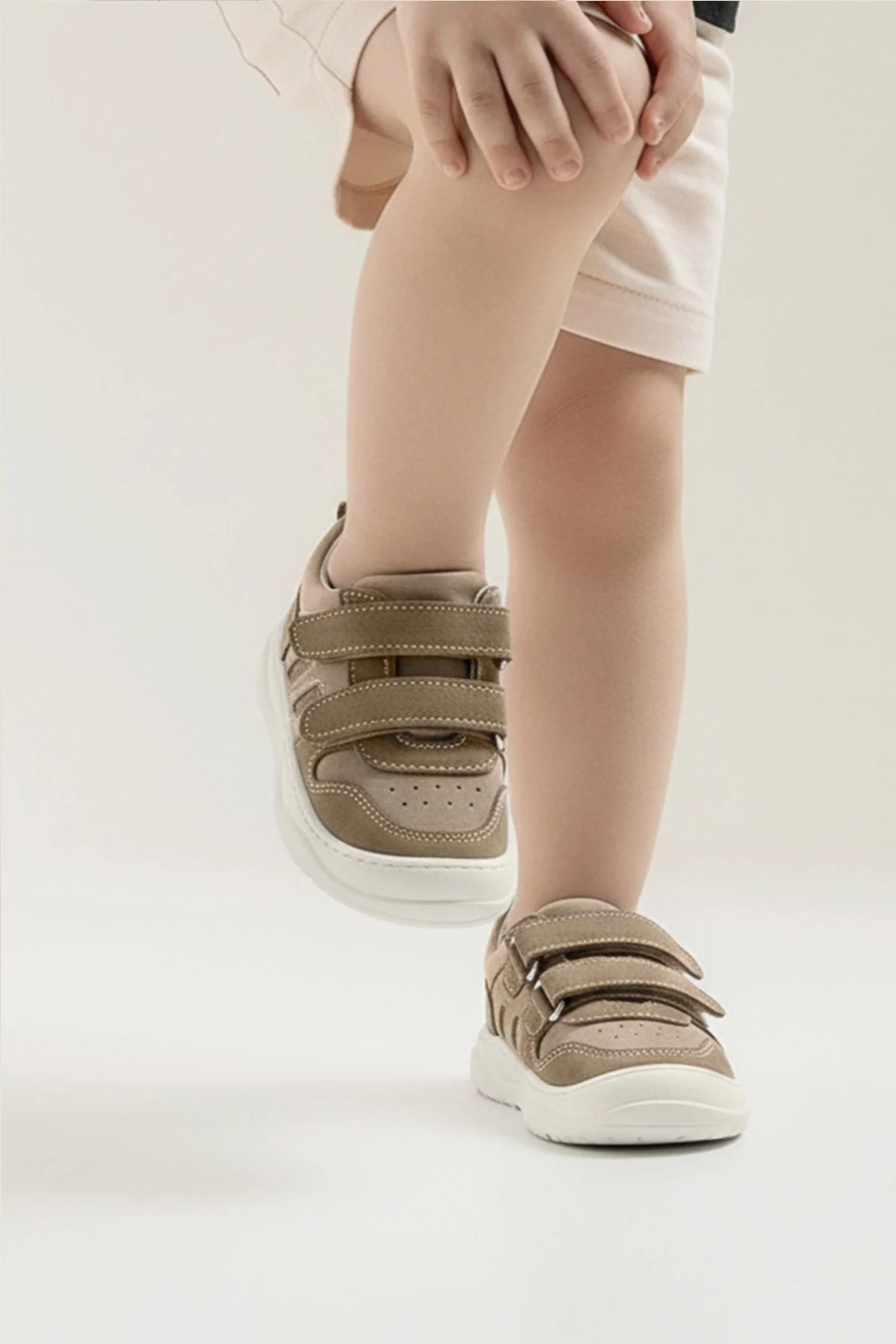 Rakerplus Schaggy Hakiki Deri Kum Krem Bebek Spor Ayakkabı